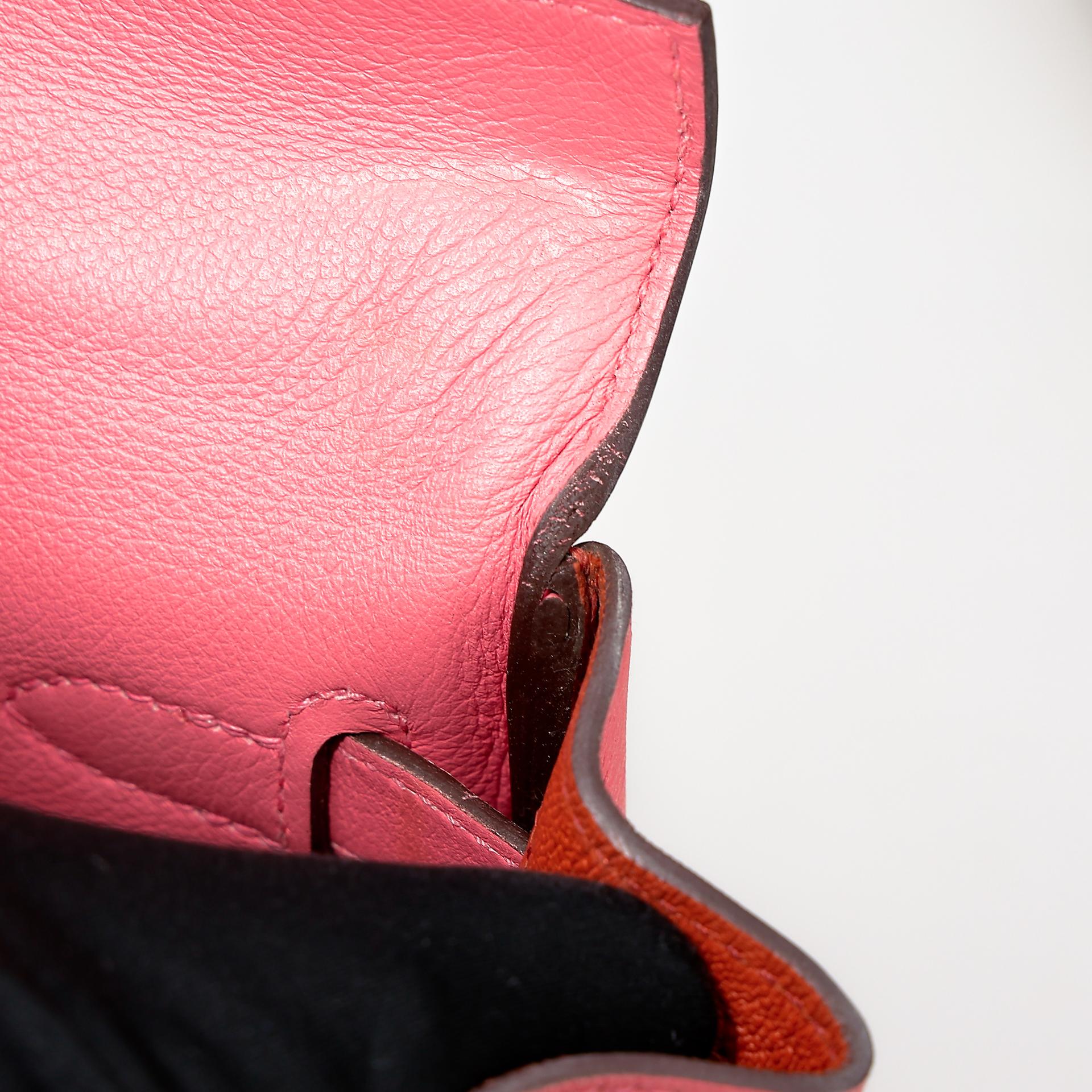 Very Good ( Rank A) HERMÈS Kelly 28 Verso Rose d’Ete (K4) Terre Battue (R1) Evercolor Palladium hardware Y (2020) - 31