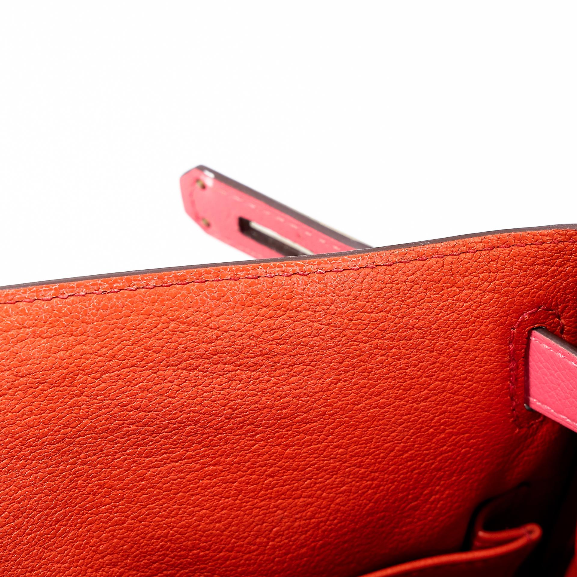 Very Good ( Rank A) HERMÈS Kelly 28 Verso Rose d’Ete (K4) Terre Battue (R1) Evercolor Palladium hardware Y (2020) - 35