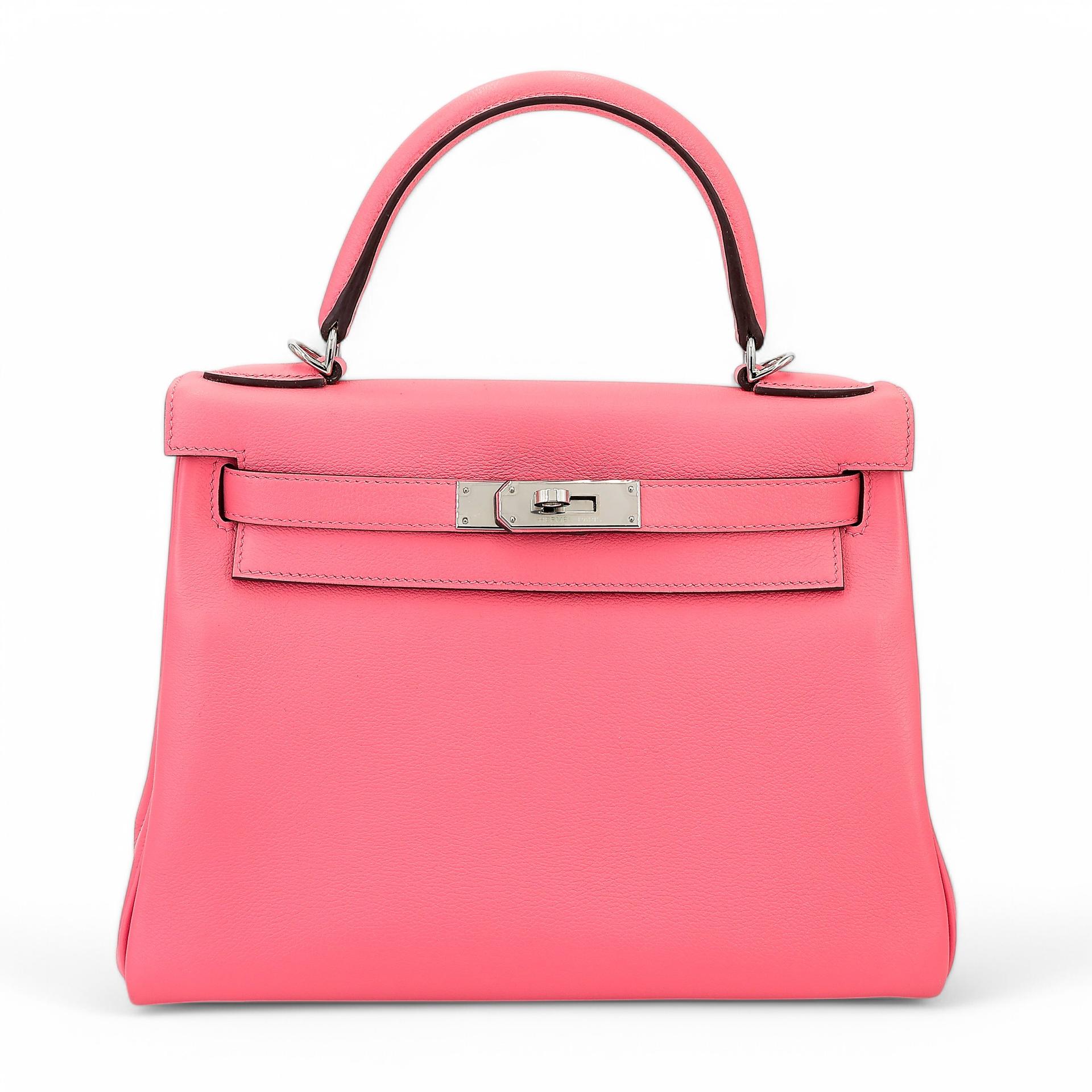 Very Good ( Rank A) HERMÈS Kelly 28 Verso Rose d’Ete (K4) Terre Battue (R1) Evercolor Palladium hardware Y (2020) - 1
