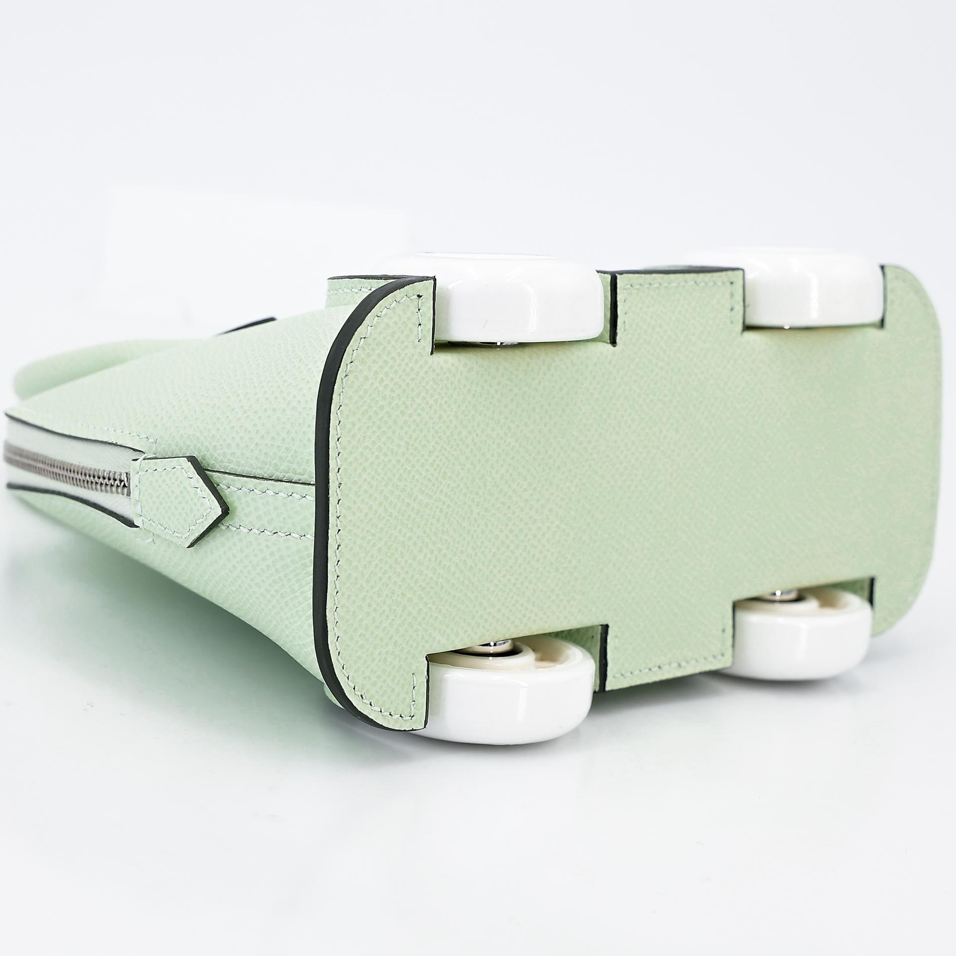 Brand New ( Rank N ) HERMÈS Limited Edition Bolide On Wheels White (01) Vert Fizz (0S) Epsom Palladium hardware W (2024) - 7