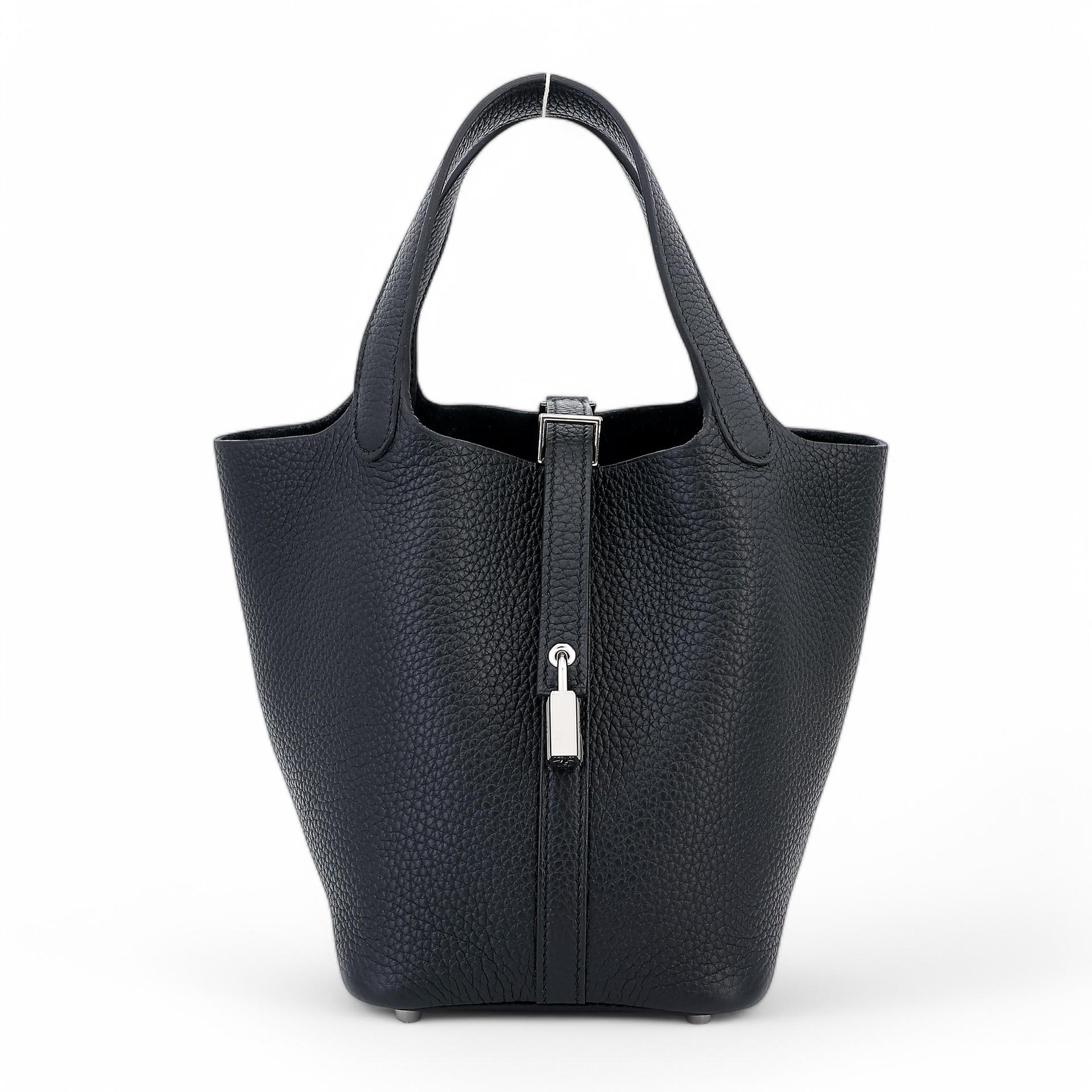 Unused ( Rank NS ) HERMÈS Picotin Lock PM Black (89) Clemence Palladium hardware U (2022) - 1