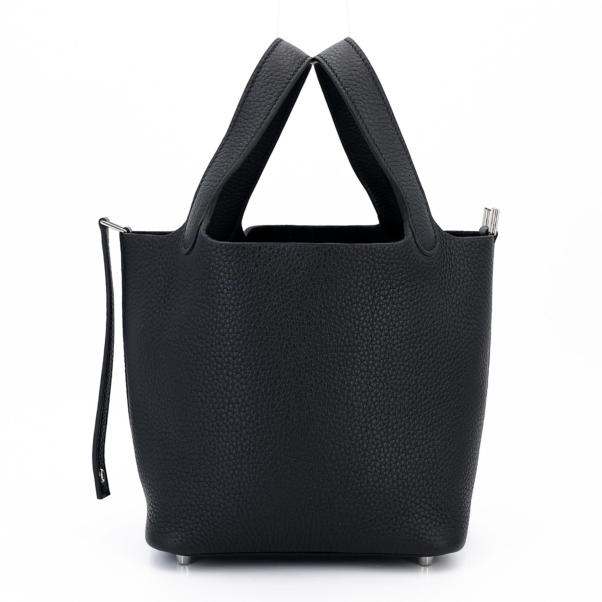 Unused ( Rank NS ) HERMÈS Picotin Lock PM Black (89) Clemence Palladium hardware U (2022) - 5