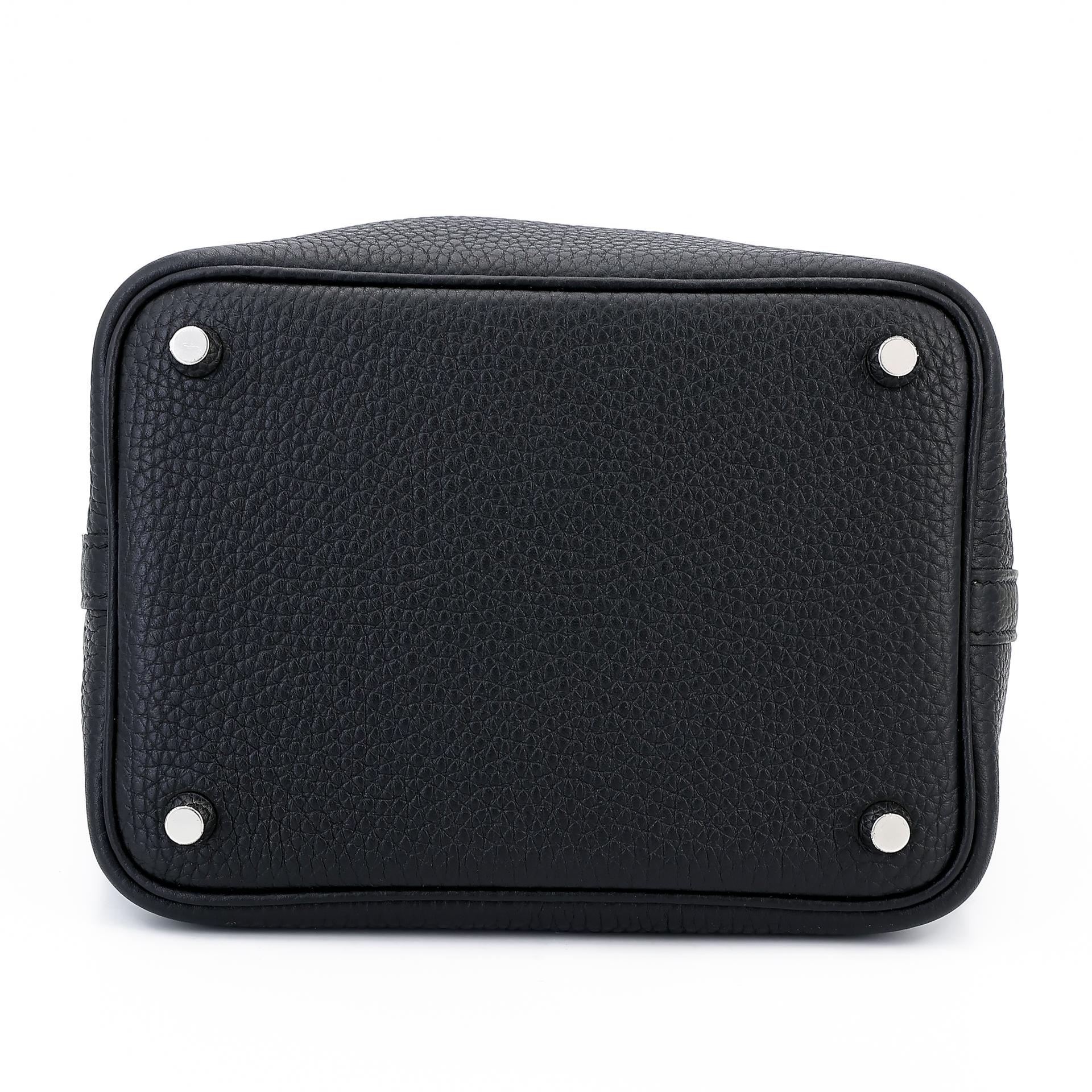 Unused ( Rank NS ) HERMÈS Picotin Lock PM Black (89) Clemence Palladium hardware U (2022) - 6