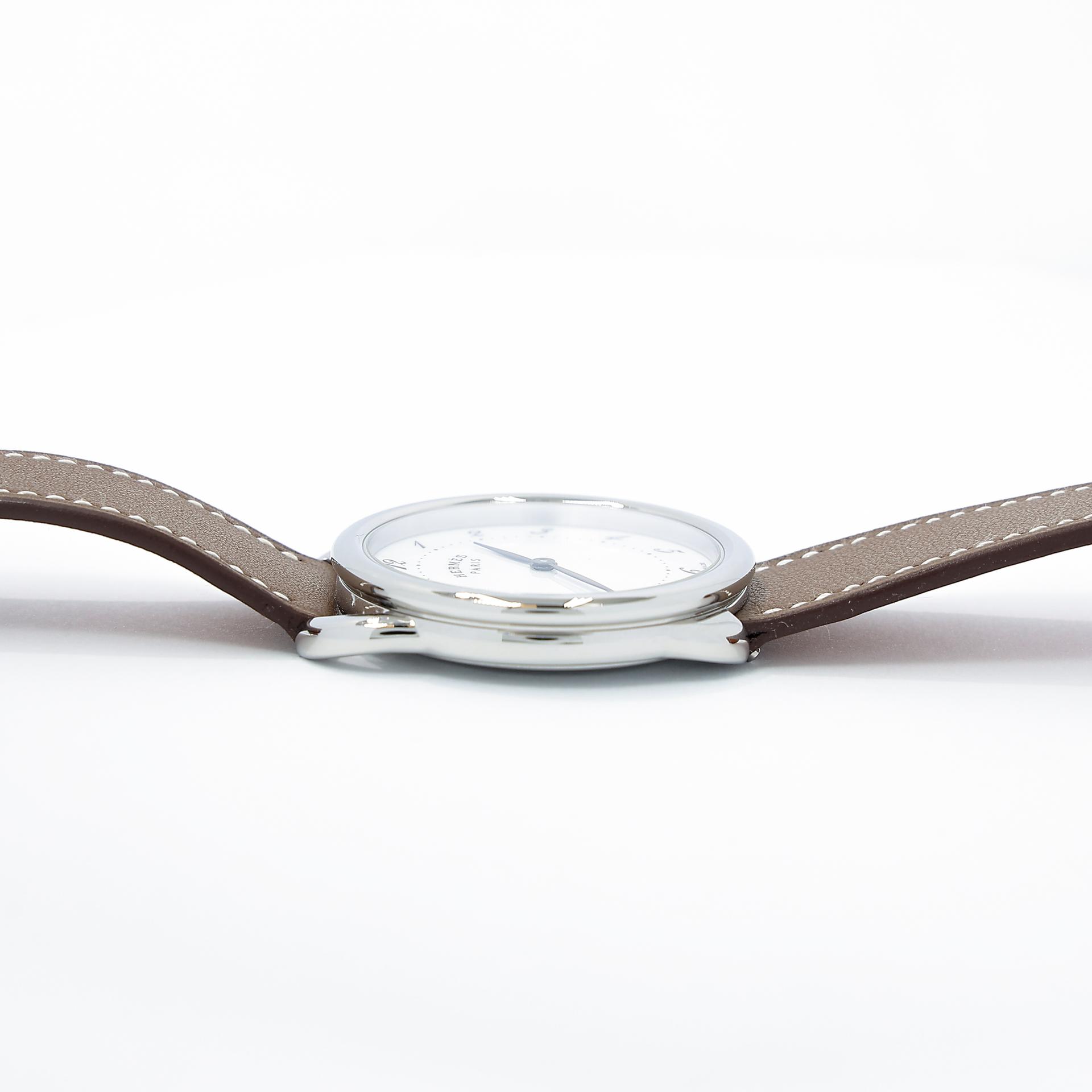 Unused ( Rank NS ) HERMÈS Arceau watch Large model 36mm Etoupe (18) Swift Palladium hardware Z (2021) - 9