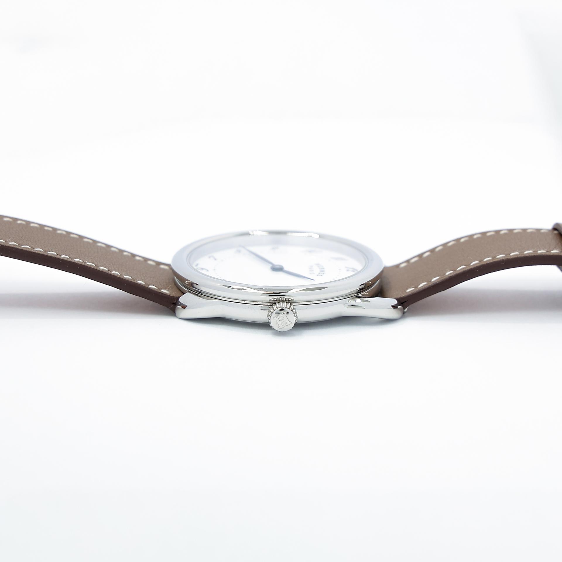 Unused ( Rank NS ) HERMÈS Arceau watch Large model 36mm Etoupe (18) Swift Palladium hardware Z (2021) - 10