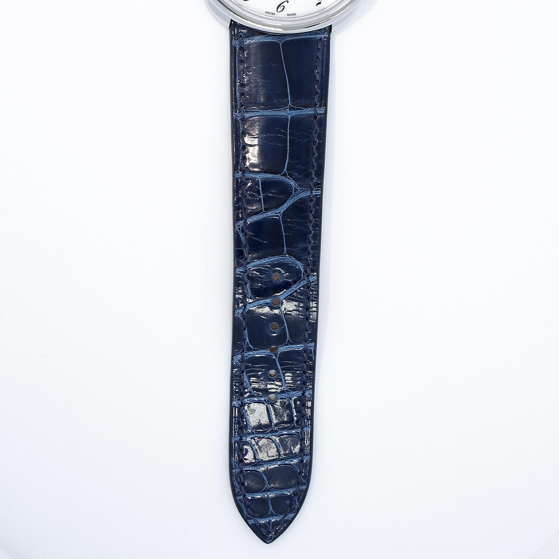 Unused ( Rank NS ) HERMÈS Arceau watch 40mm Bleu Saphir (73) Alligator Palladium hardware B (2023) - 4