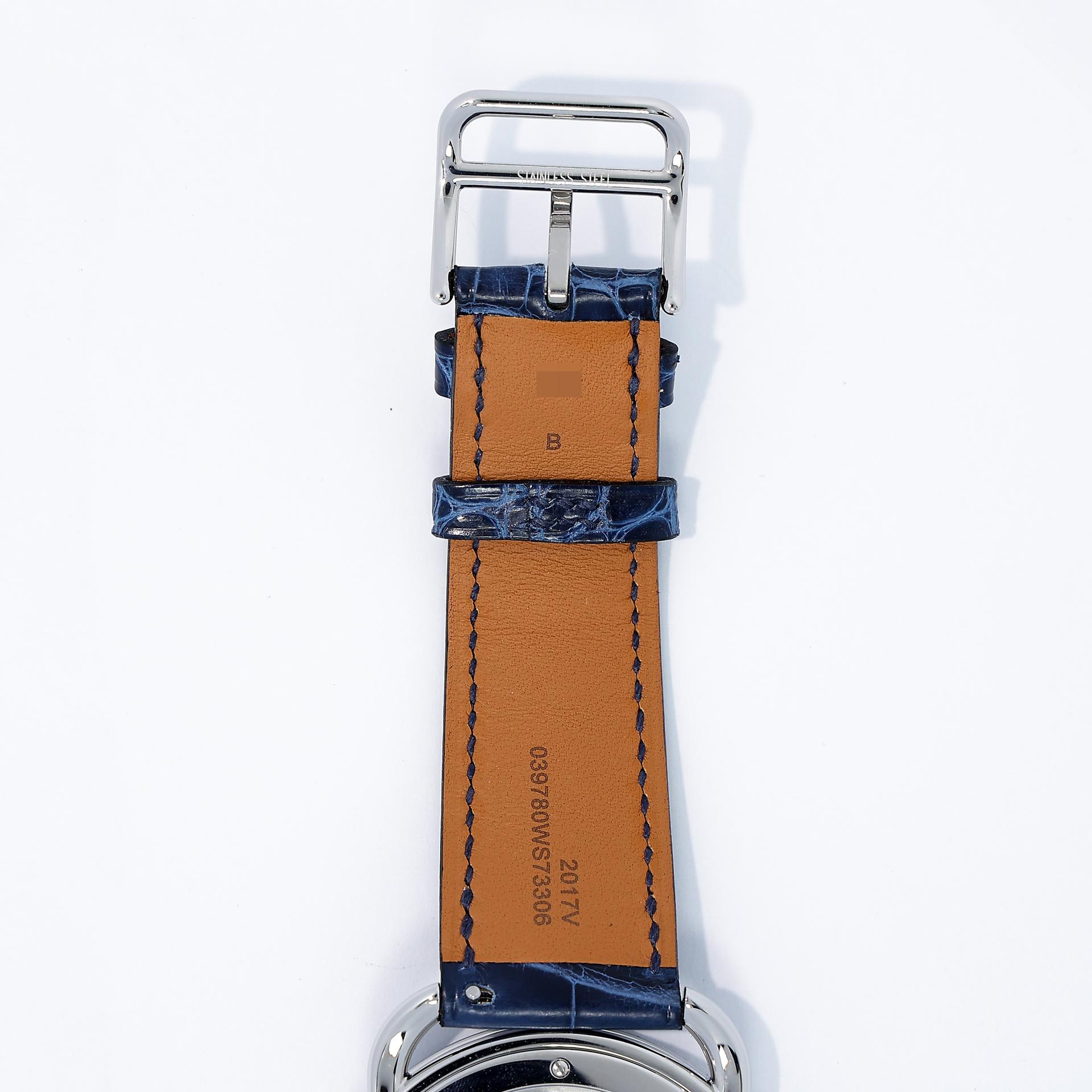 Unused ( Rank NS ) HERMÈS Arceau watch 40mm Bleu Saphir (73) Alligator Palladium hardware B (2023) - 7
