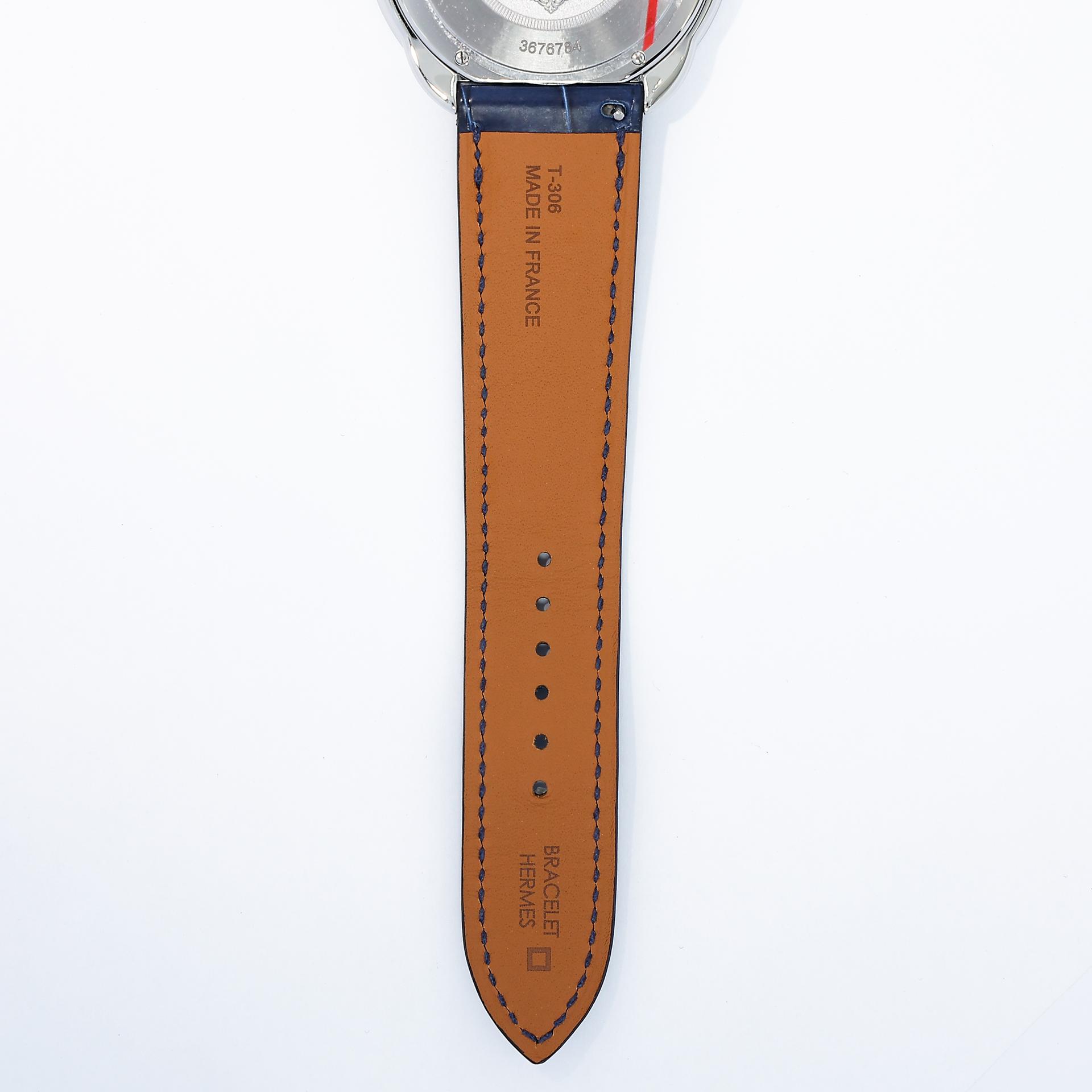 Unused ( Rank NS ) HERMÈS Arceau watch 40mm Bleu Saphir (73) Alligator Palladium hardware B (2023) - 8