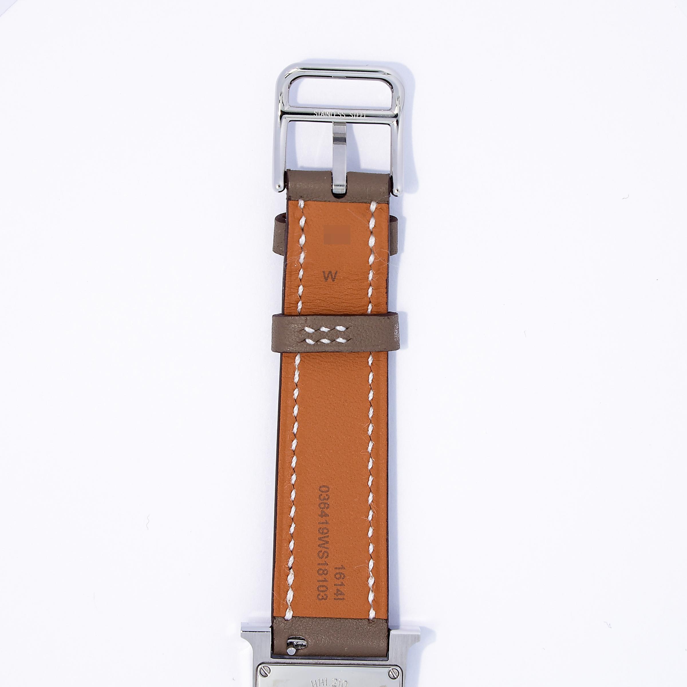 Brand New ( Rank N ) HERMÈS H Watch 21mm Etoupe (18) Swift Palladium hardware W (2024) - 7