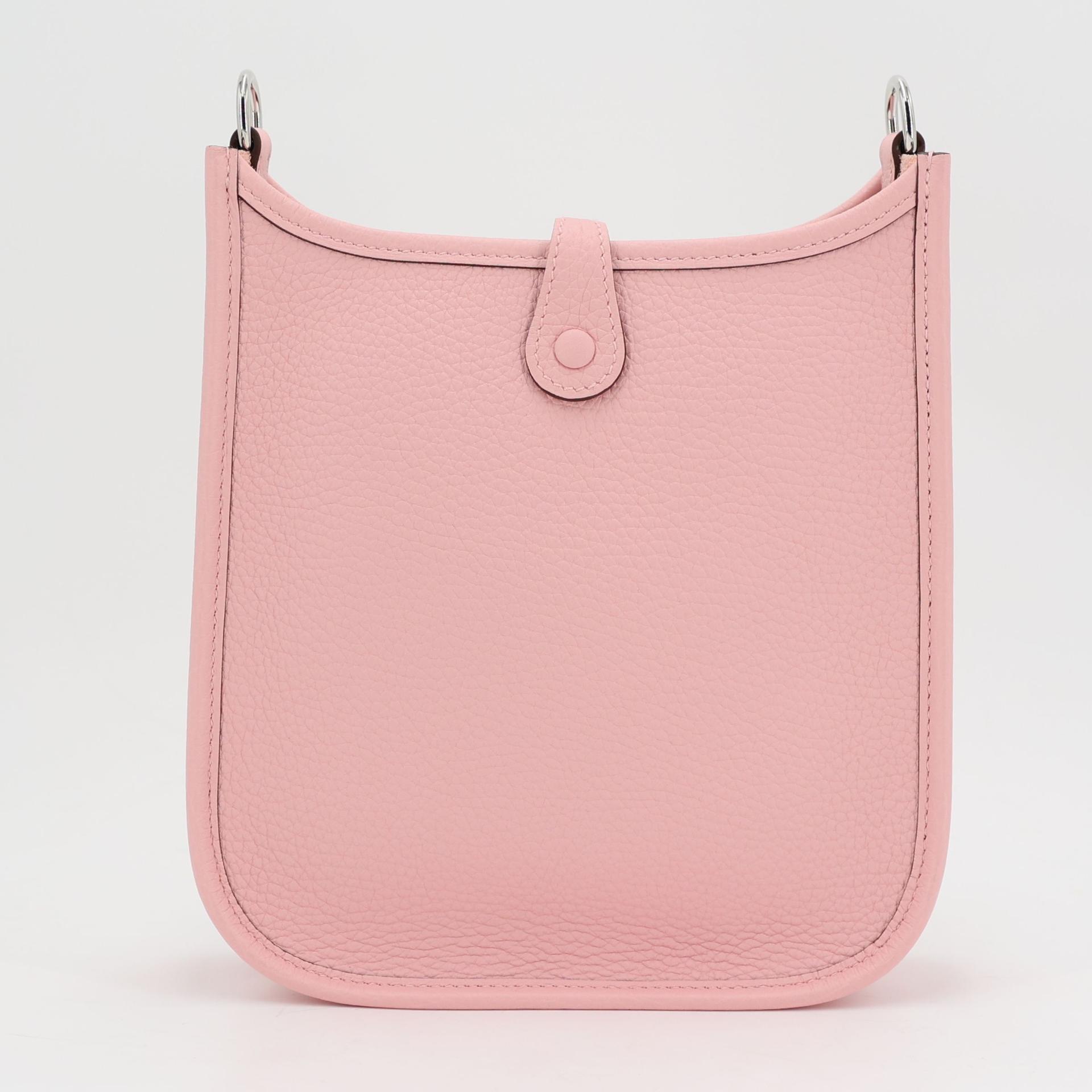 Brand New ( Rank N ) HERMÈS Mini Evelyne 16 Amazone 112cm Rose Sakura (3Q) Clemence Palladium hardware B (2023) - 2
