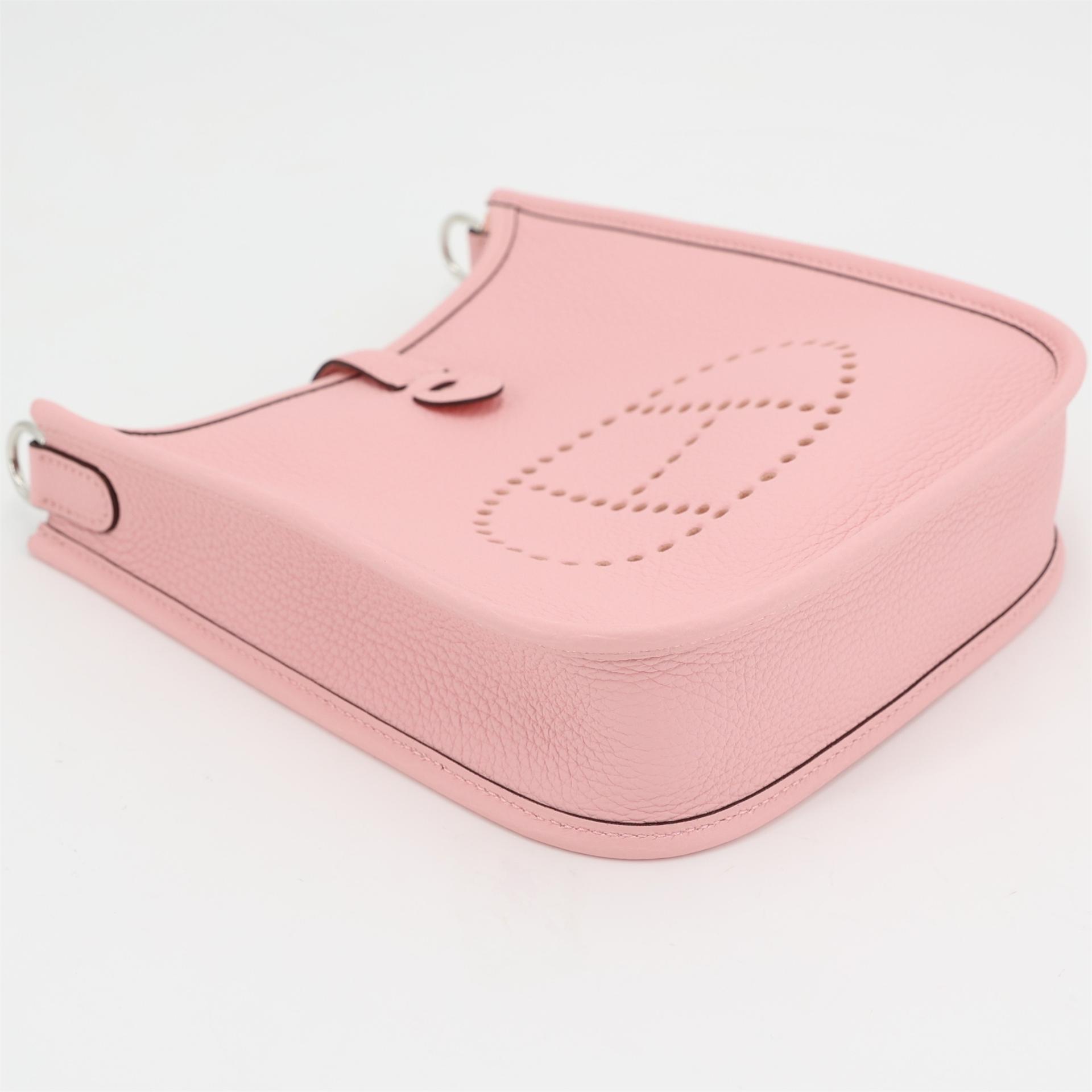 Brand New ( Rank N ) HERMÈS Mini Evelyne 16 Amazone 112cm Rose Sakura (3Q) Clemence Palladium hardware B (2023) - 3
