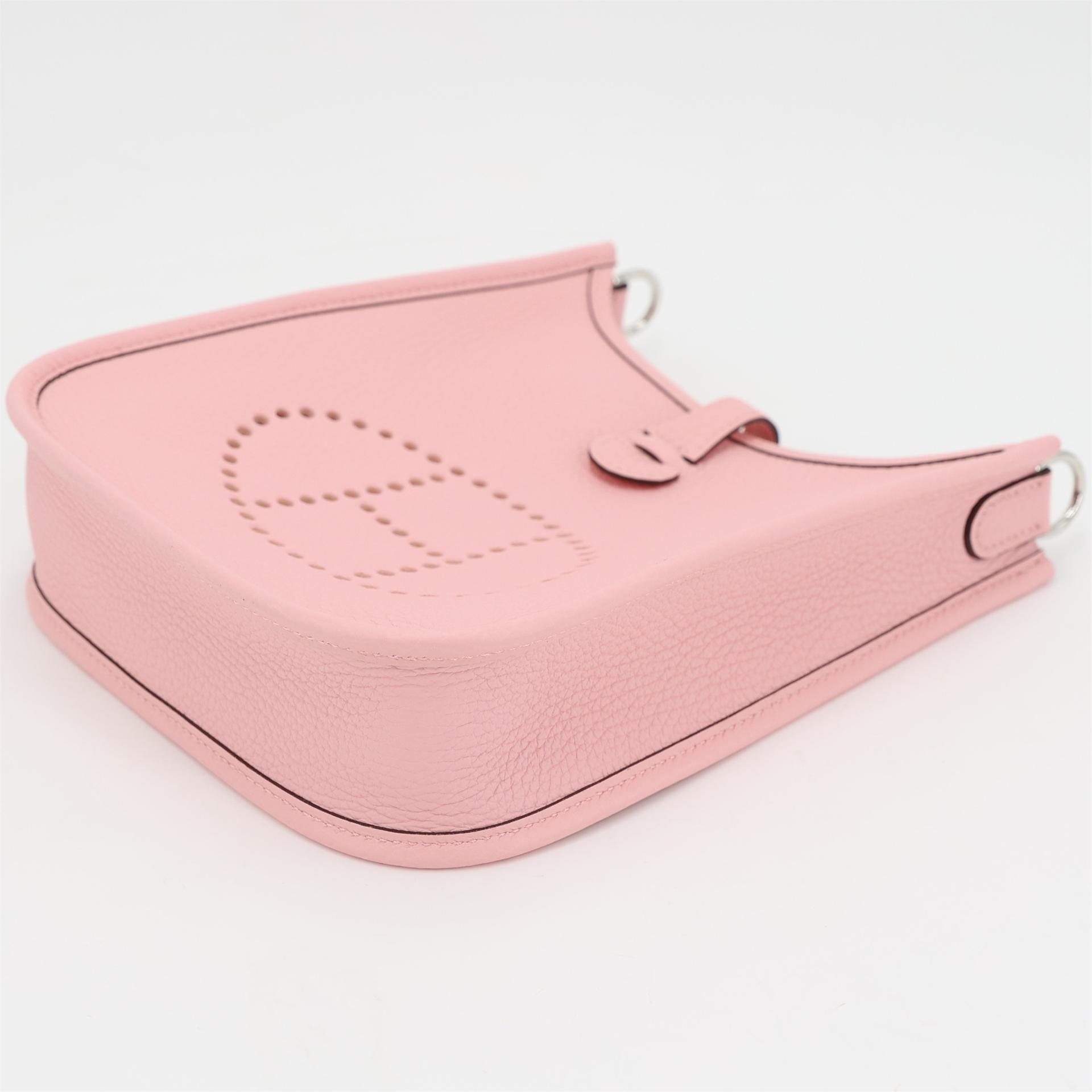 Brand New ( Rank N ) HERMÈS Mini Evelyne 16 Amazone 112cm Rose Sakura (3Q) Clemence Palladium hardware B (2023) - 4