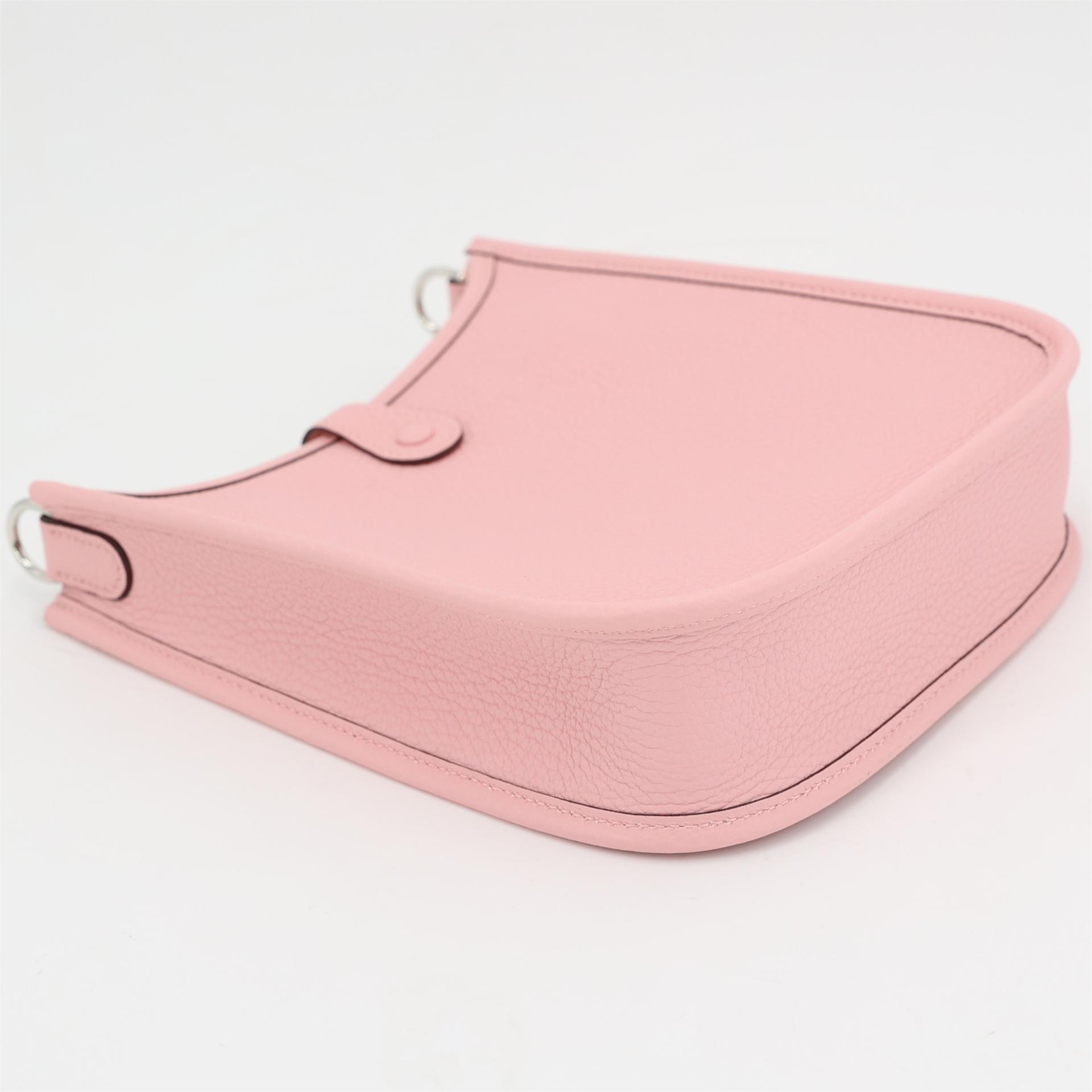 Brand New ( Rank N ) HERMÈS Mini Evelyne 16 Amazone 112cm Rose Sakura (3Q) Clemence Palladium hardware B (2023) - 5