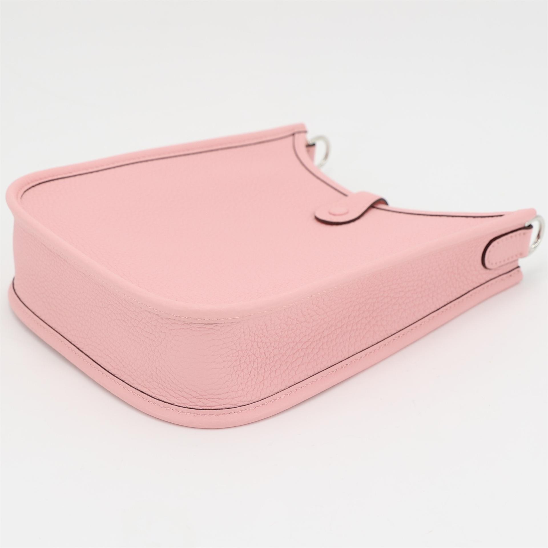 Brand New ( Rank N ) HERMÈS Mini Evelyne 16 Amazone 112cm Rose Sakura (3Q) Clemence Palladium hardware B (2023) - 6