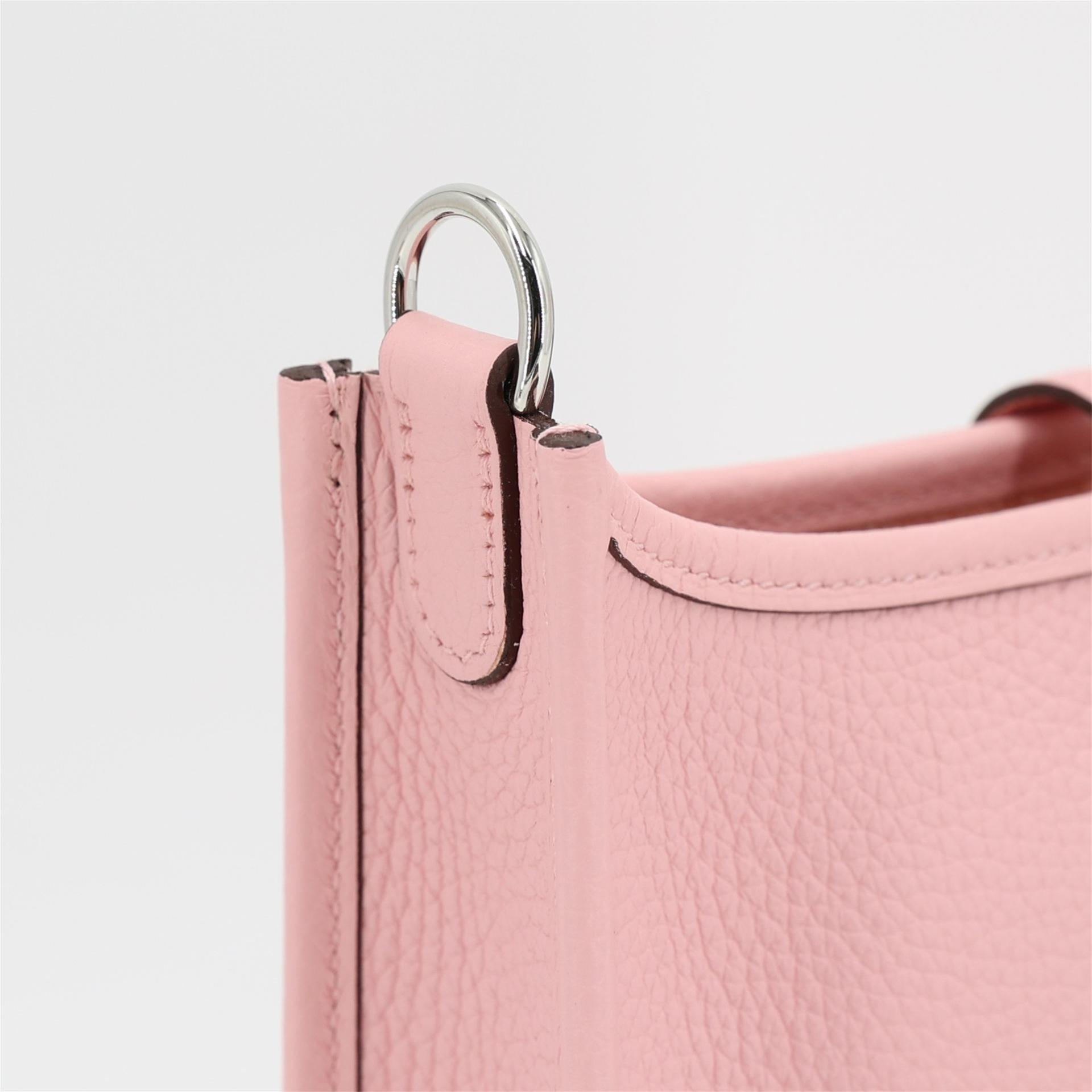 Brand New ( Rank N ) HERMÈS Mini Evelyne 16 Amazone 112cm Rose Sakura (3Q) Clemence Palladium hardware B (2023) - 7