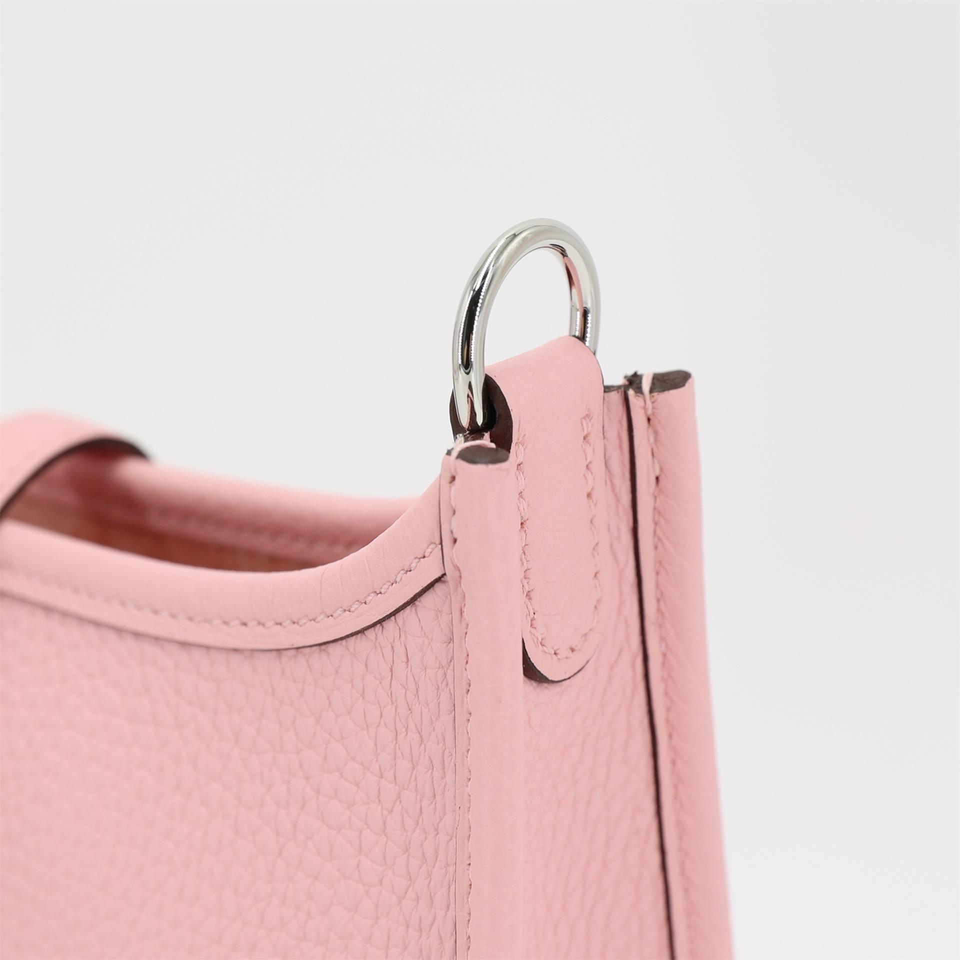 Brand New ( Rank N ) HERMÈS Mini Evelyne 16 Amazone 112cm Rose Sakura (3Q) Clemence Palladium hardware B (2023) - 8