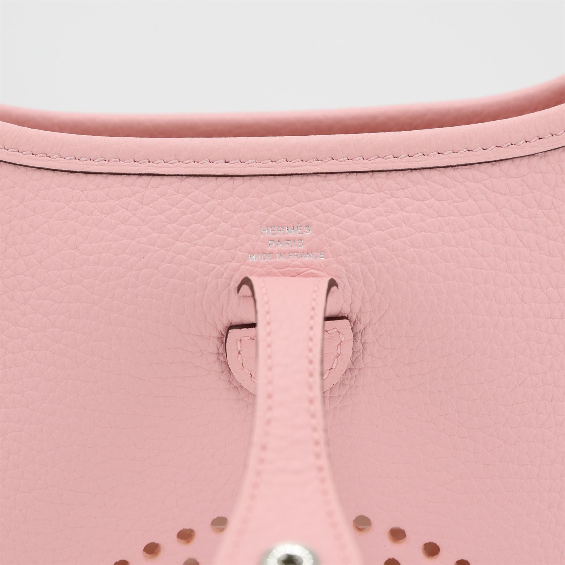 Brand New ( Rank N ) HERMÈS Mini Evelyne 16 Amazone 112cm Rose Sakura (3Q) Clemence Palladium hardware B (2023) - 9