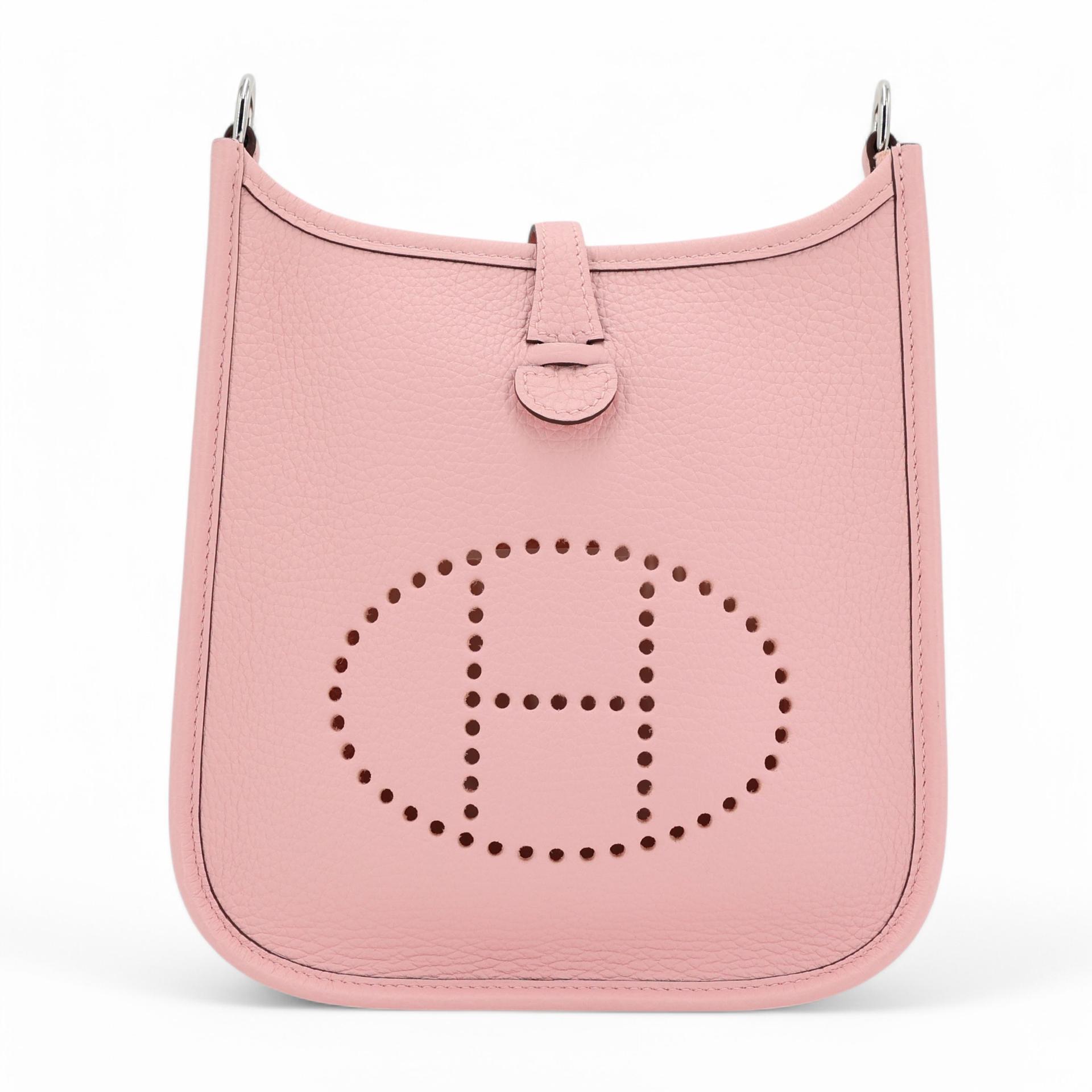 Brand New ( Rank N ) HERMÈS Mini Evelyne 16 Amazone 112cm Rose Sakura (3Q) Clemence Palladium hardware B (2023) - 1