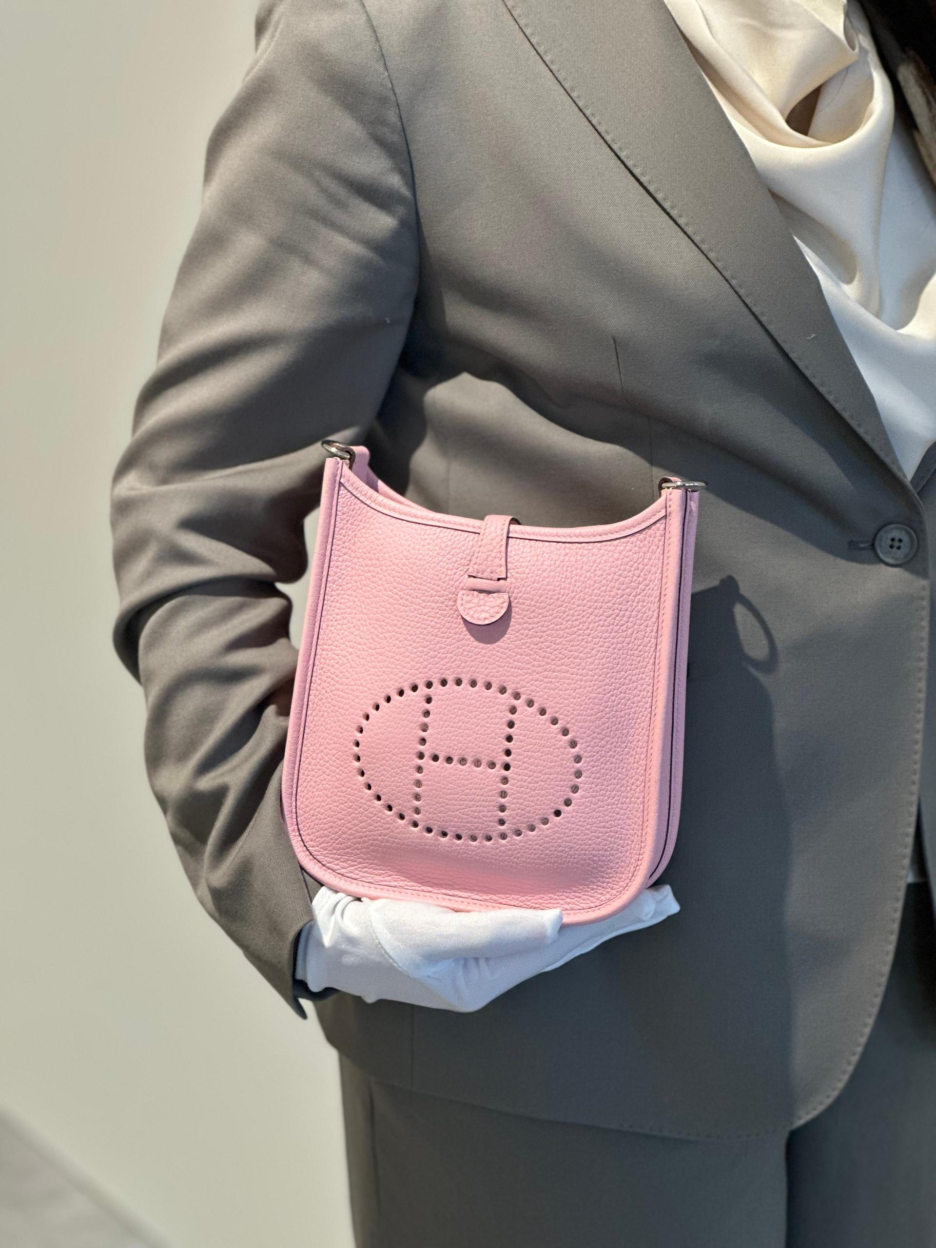 Brand New ( Rank N ) HERMÈS Mini Evelyne 16 Amazone 112cm Rose Sakura (3Q) Clemence Palladium hardware B (2023) - 14