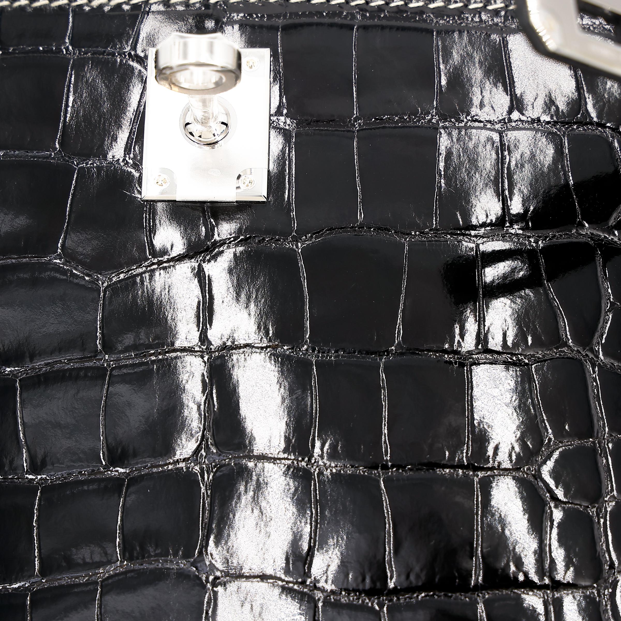 Unused ( Rank NS ) HERMÈS Special Order Kelly Pochette HSS Black (89) Alligator Palladium hardware W (2024) - 14