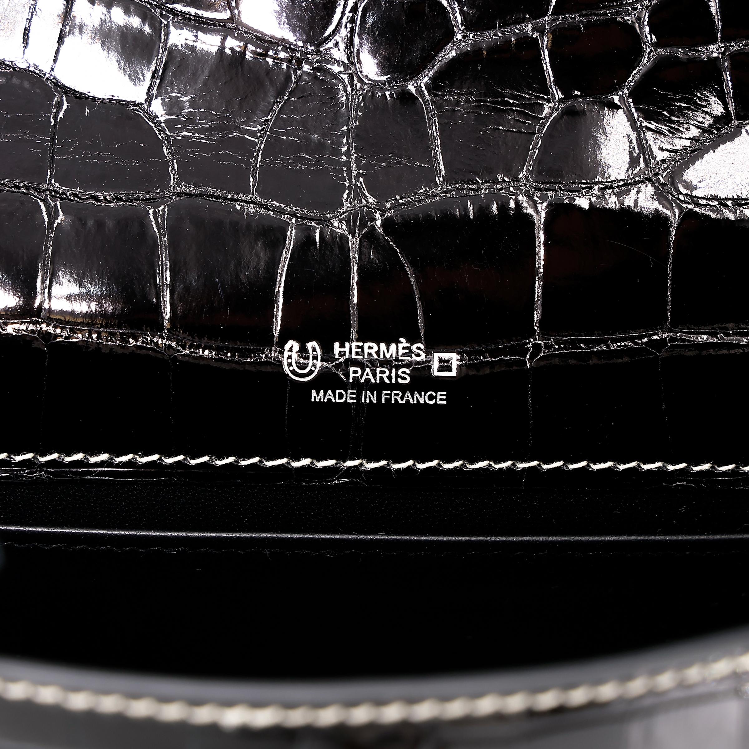 Unused ( Rank NS ) HERMÈS Special Order Kelly Pochette HSS Black (89) Alligator Palladium hardware W (2024) - 15