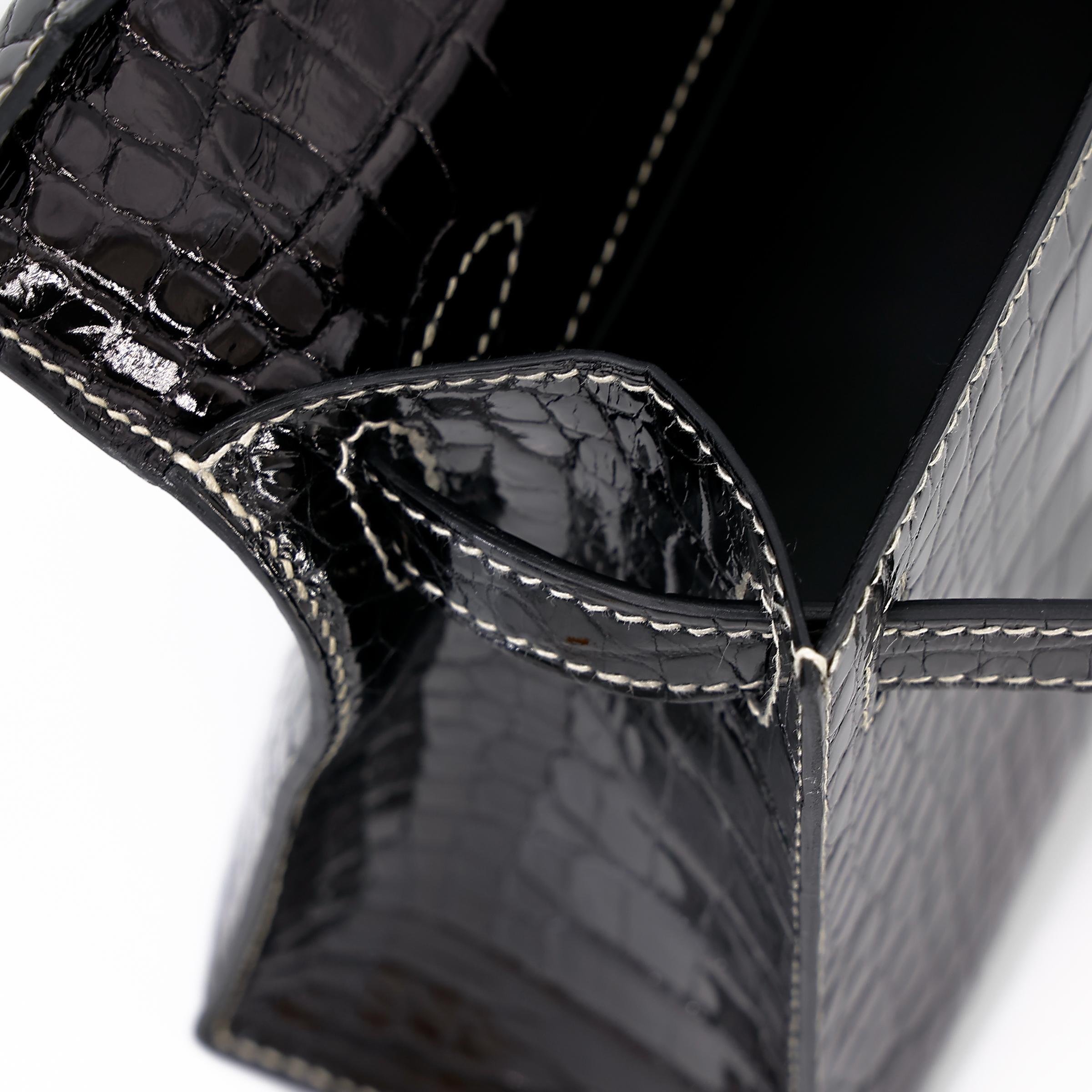 Unused ( Rank NS ) HERMÈS Special Order Kelly Pochette HSS Black (89) Alligator Palladium hardware W (2024) - 18