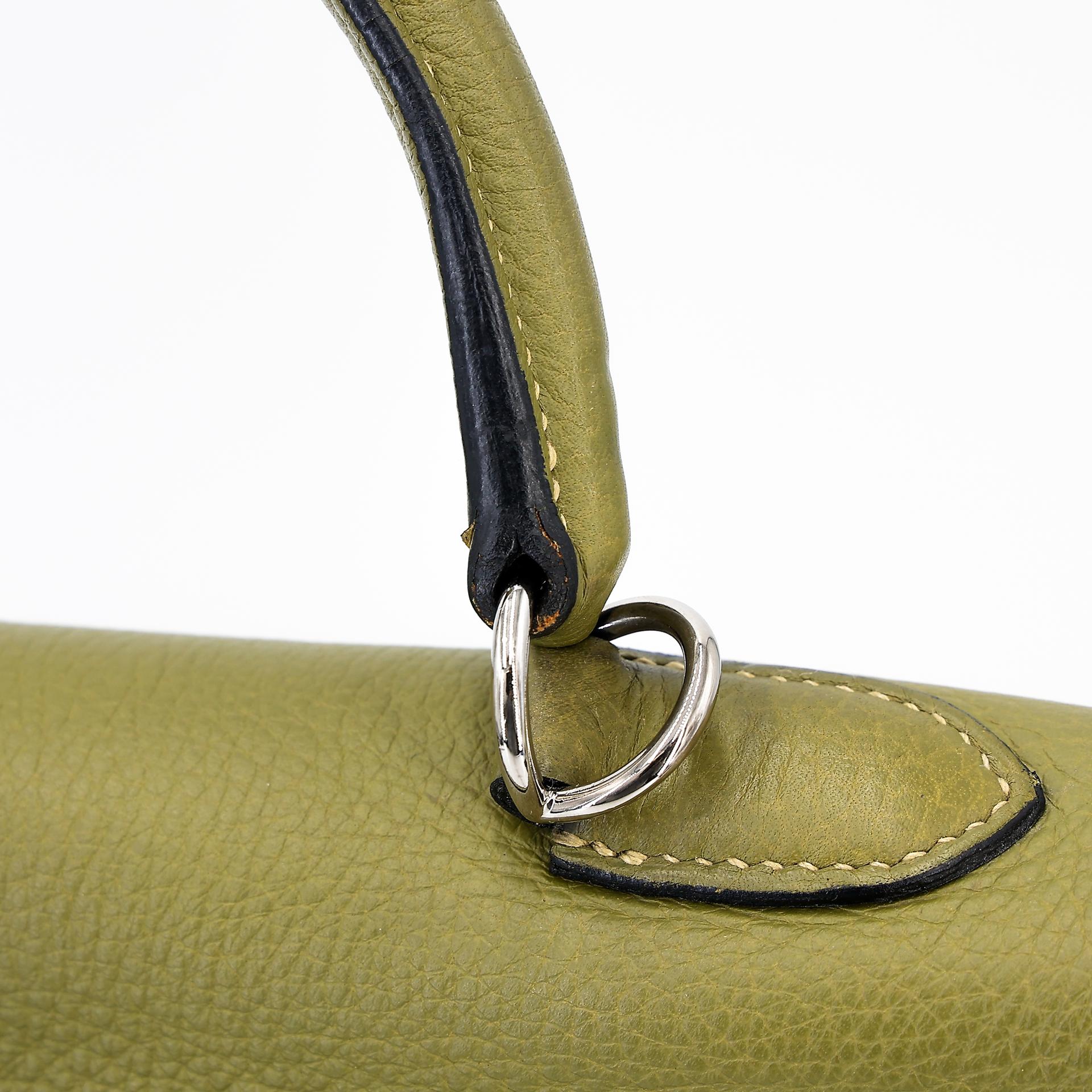 Good ( Rank AB) HERMÈS Kelly 35 Vert Anis (66) Clemence Palladium hardware Square J (2006) - 7