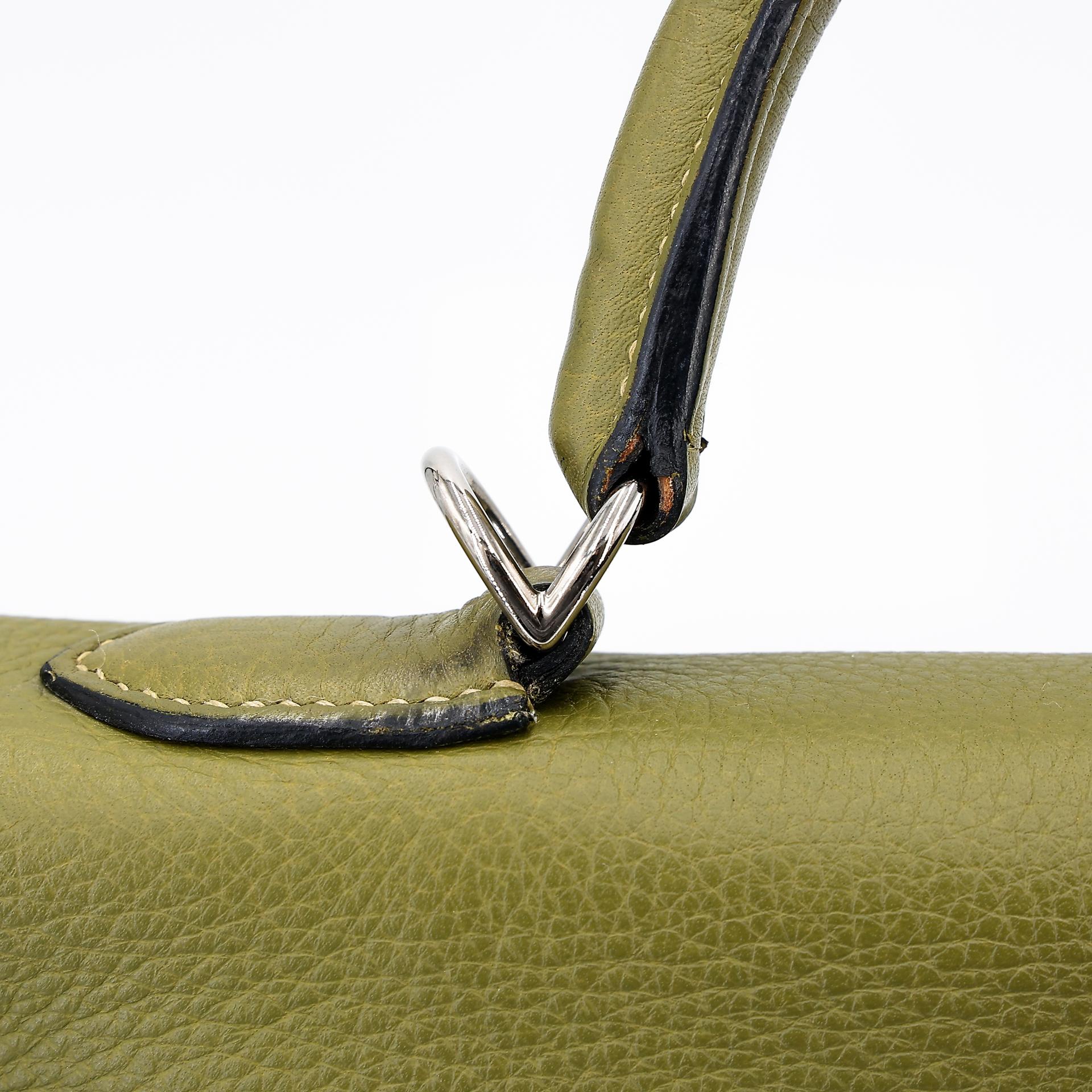 Good ( Rank AB) HERMÈS Kelly 35 Vert Anis (66) Clemence Palladium hardware Square J (2006) - 9