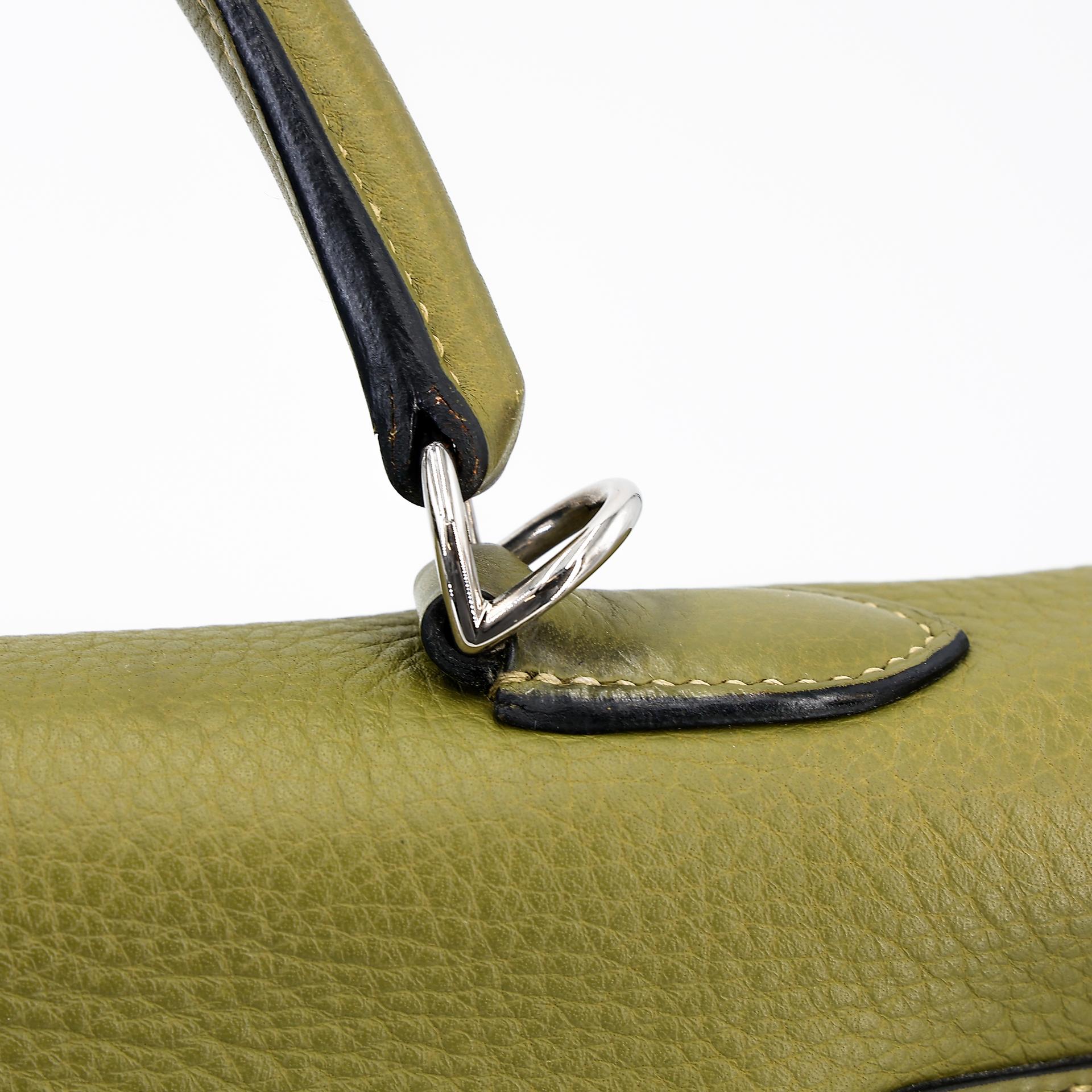 Good ( Rank AB) HERMÈS Kelly 35 Vert Anis (66) Clemence Palladium hardware Square J (2006) - 10