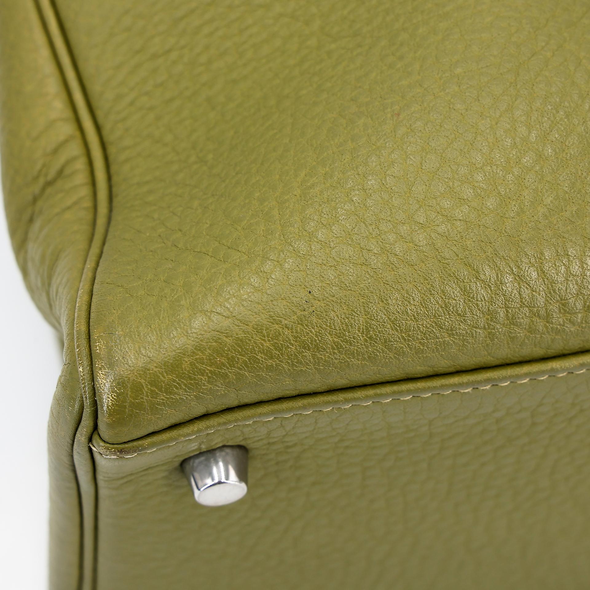 Good ( Rank AB) HERMÈS Kelly 35 Vert Anis (66) Clemence Palladium hardware Square J (2006) - 20