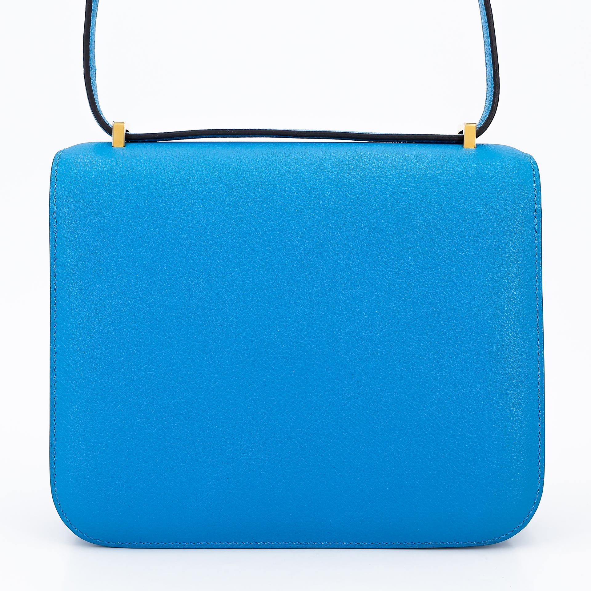 Very Good ( Rank A) HERMÈS Constance Mini Bleu Zanzibar (B3) Evercolor Gold hardware A (2017) - 2
