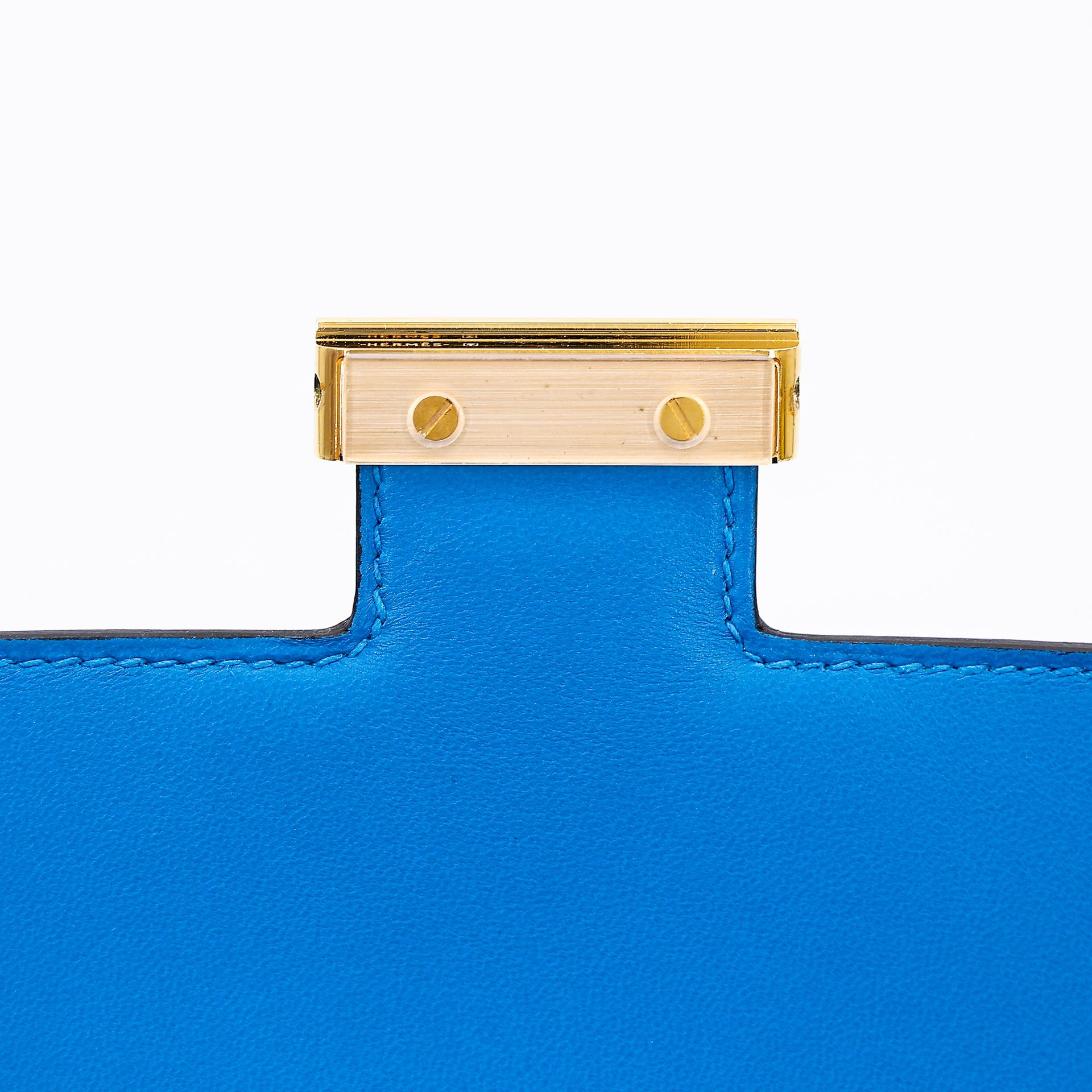 Very Good ( Rank A) HERMÈS Constance Mini Bleu Zanzibar (B3) Evercolor Gold hardware A (2017) - 11