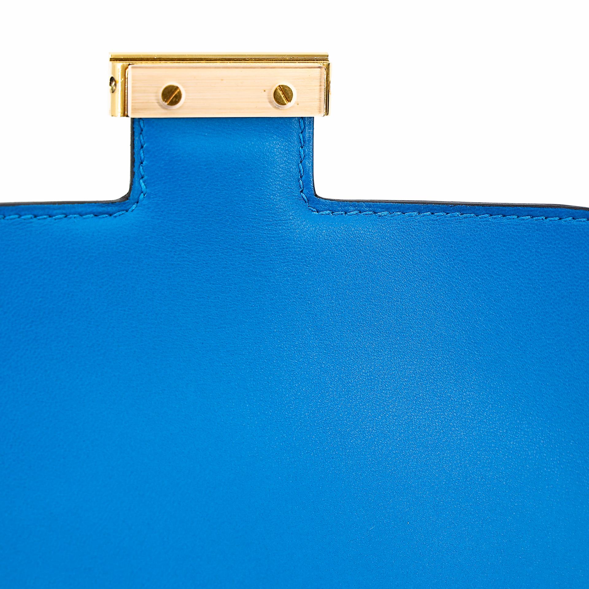 Very Good ( Rank A) HERMÈS Constance Mini Bleu Zanzibar (B3) Evercolor Gold hardware A (2017) - 15