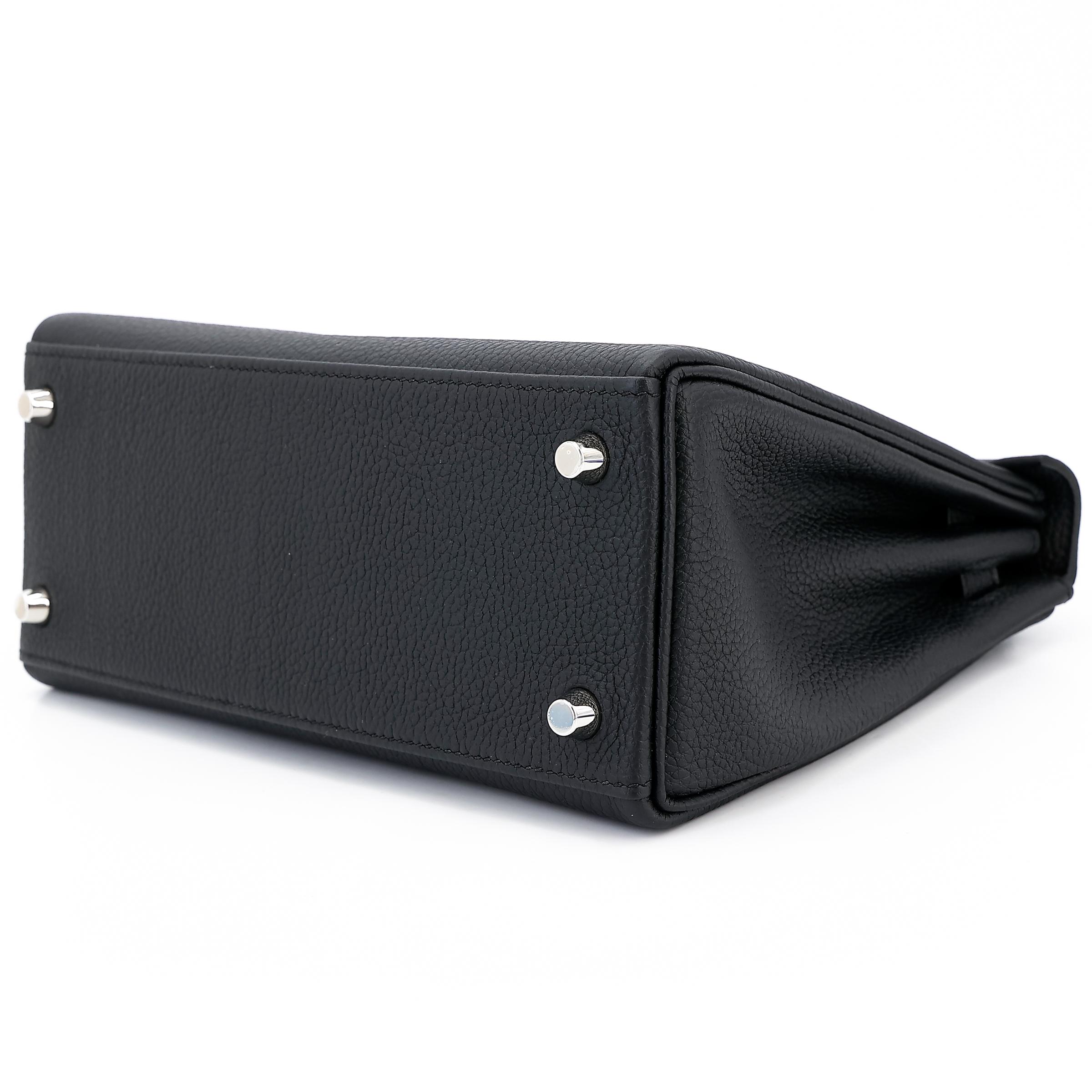 Brand New ( Rank N ) HERMÈS Kelly 25 Black (89) Togo Palladium hardware W (2024) - 4
