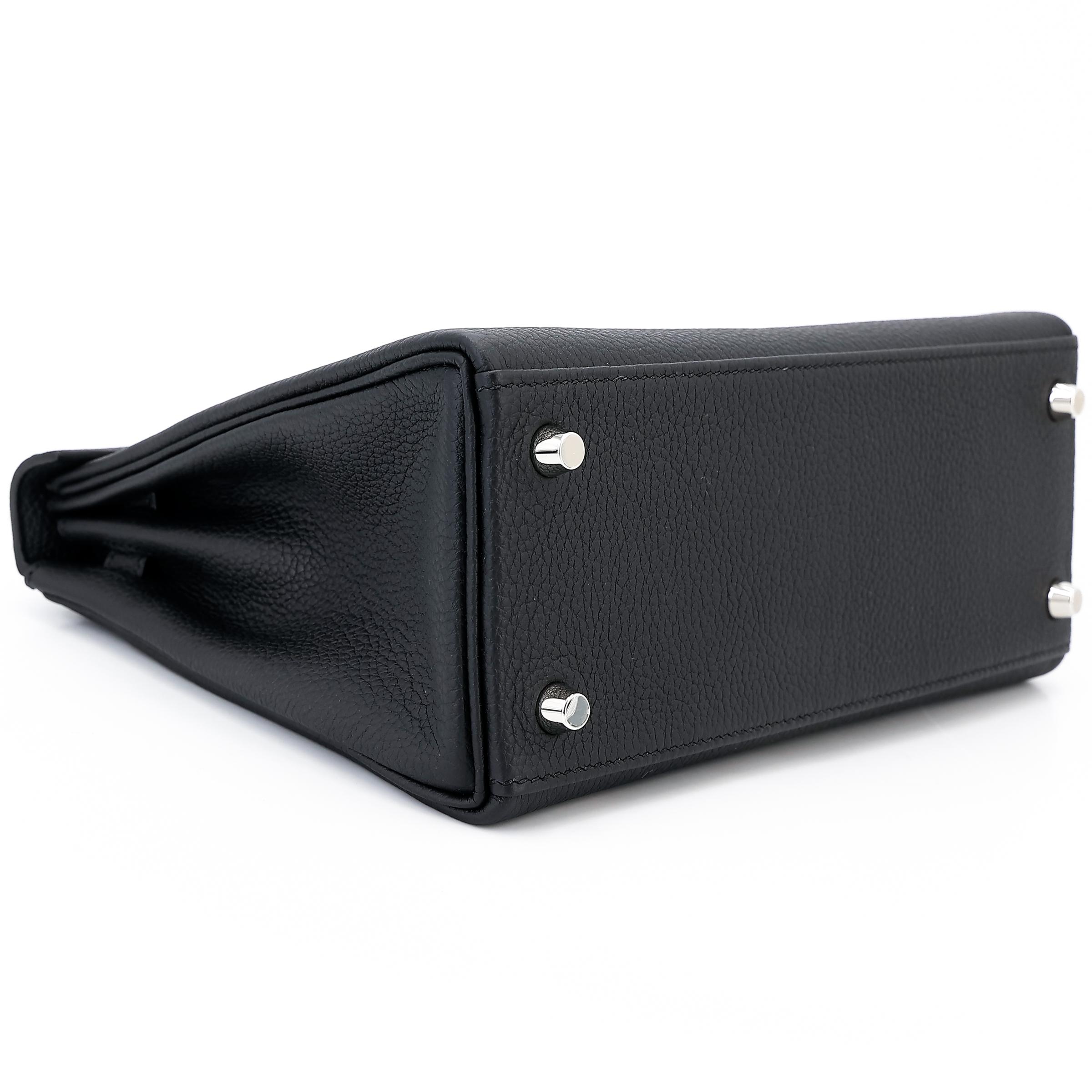 Brand New ( Rank N ) HERMÈS Kelly 25 Black (89) Togo Palladium hardware W (2024) - 5
