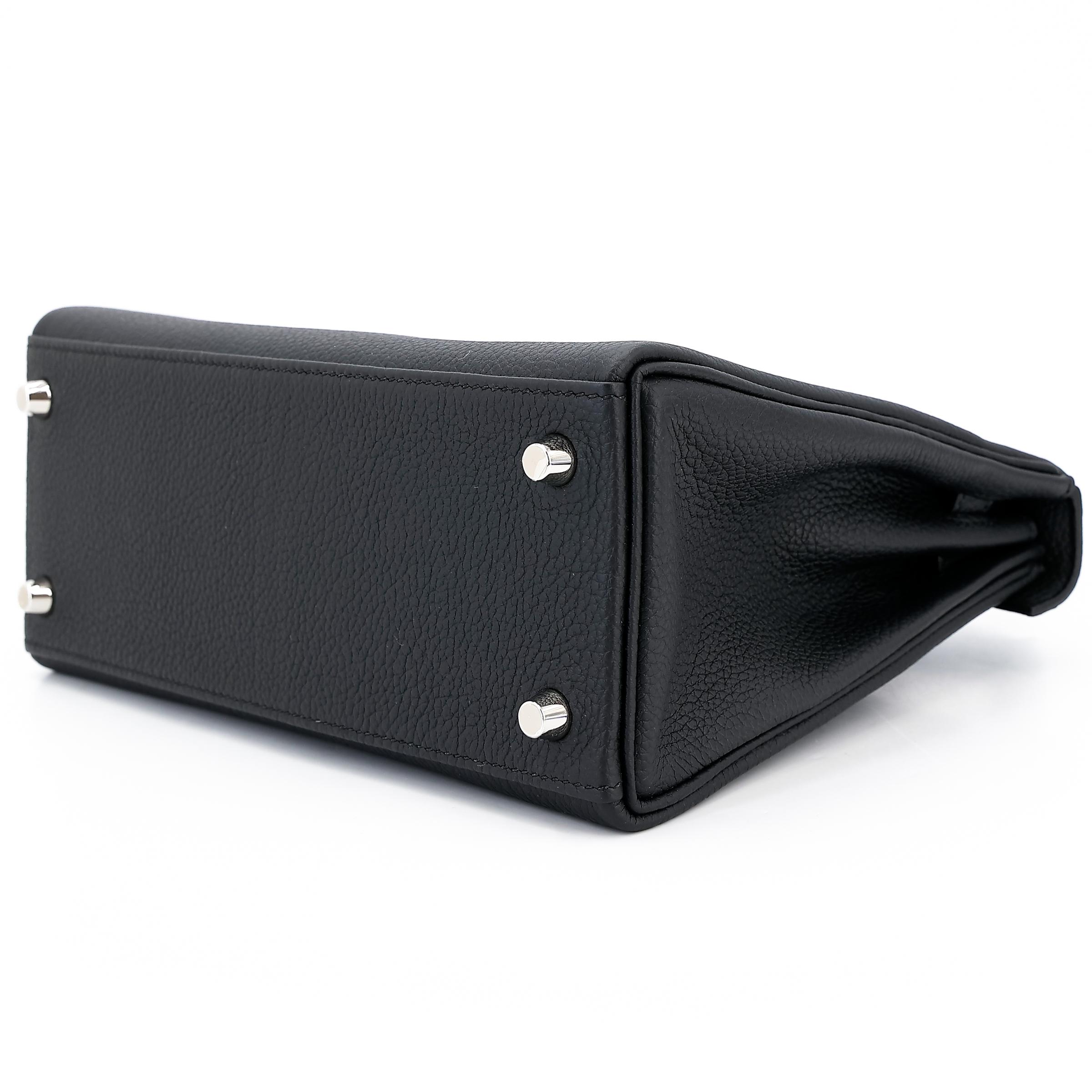 Brand New ( Rank N ) HERMÈS Kelly 25 Black (89) Togo Palladium hardware W (2024) - 6