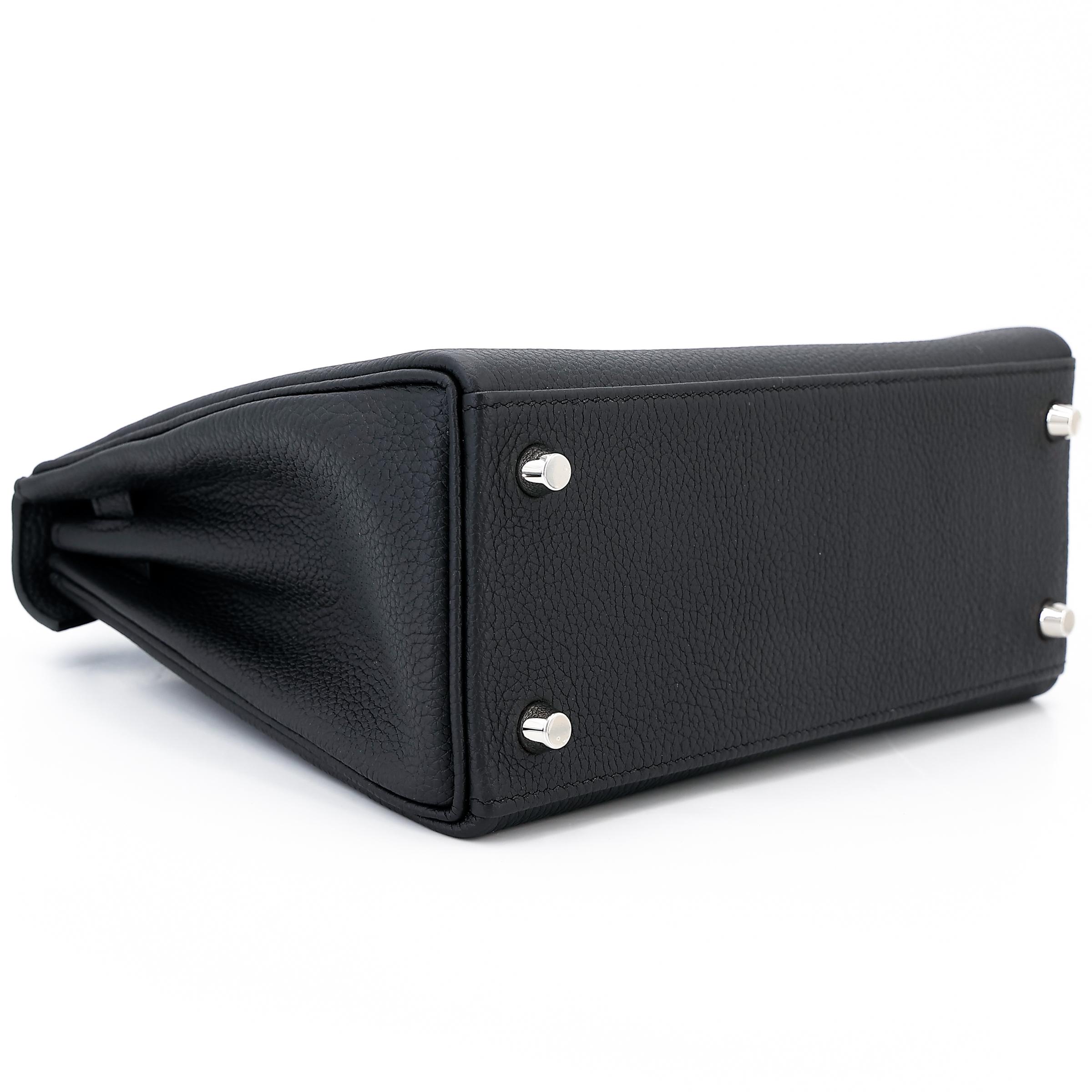 Brand New ( Rank N ) HERMÈS Kelly 25 Black (89) Togo Palladium hardware W (2024) - 7