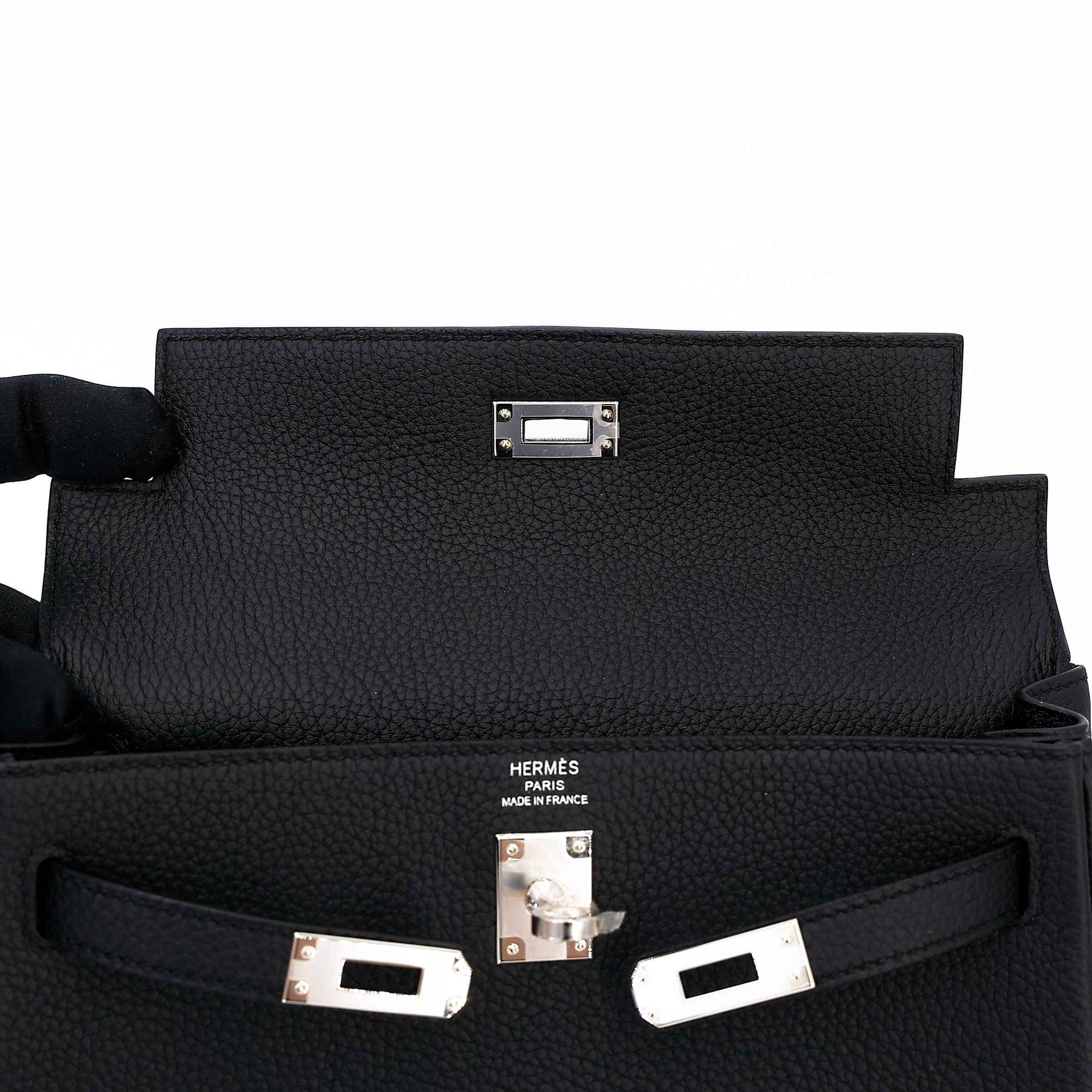 Brand New ( Rank N ) HERMÈS Kelly 25 Black (89) Togo Palladium hardware W (2024) - 11