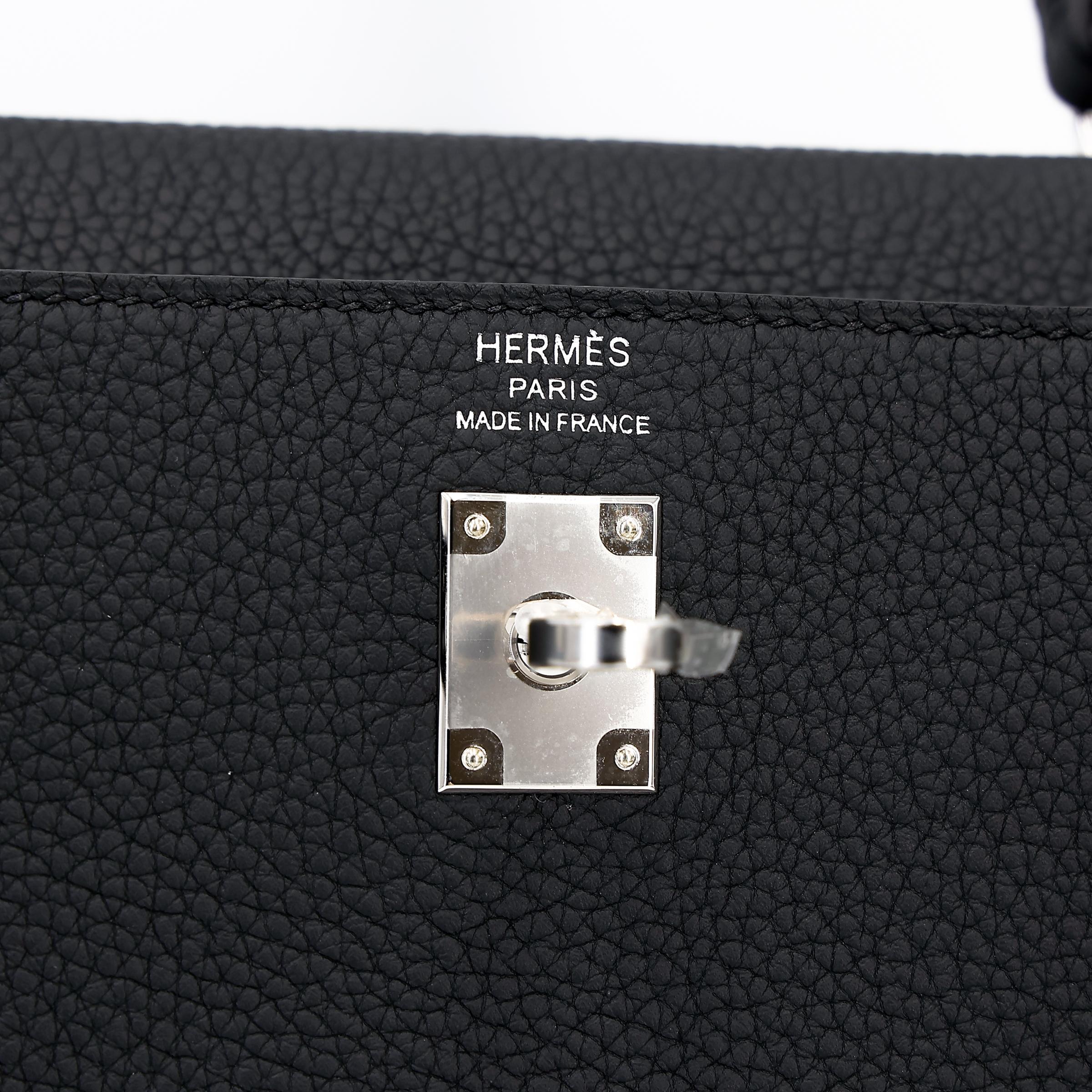 Brand New ( Rank N ) HERMÈS Kelly 25 Black (89) Togo Palladium hardware W (2024) - 12