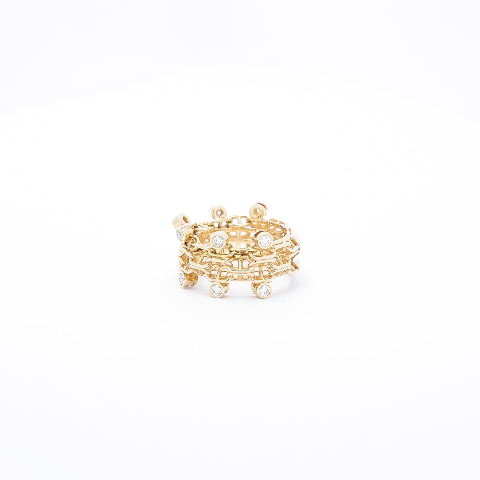 Brand New ( Rank N ) HERMÈS Chaine d'ancre Calypso ring MM Gold Gold-18k Diamond Gold hardware - 3