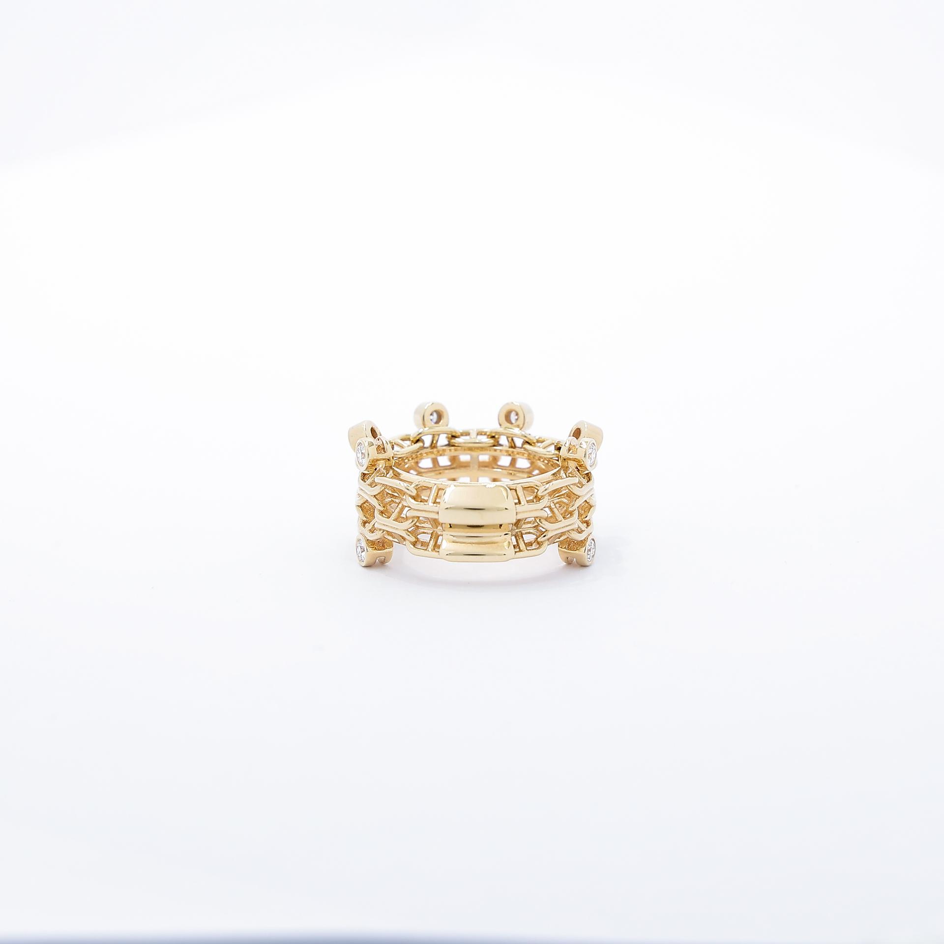 Brand New ( Rank N ) HERMÈS Chaine d'ancre Calypso ring MM Gold Gold-18k Diamond Gold hardware - 4