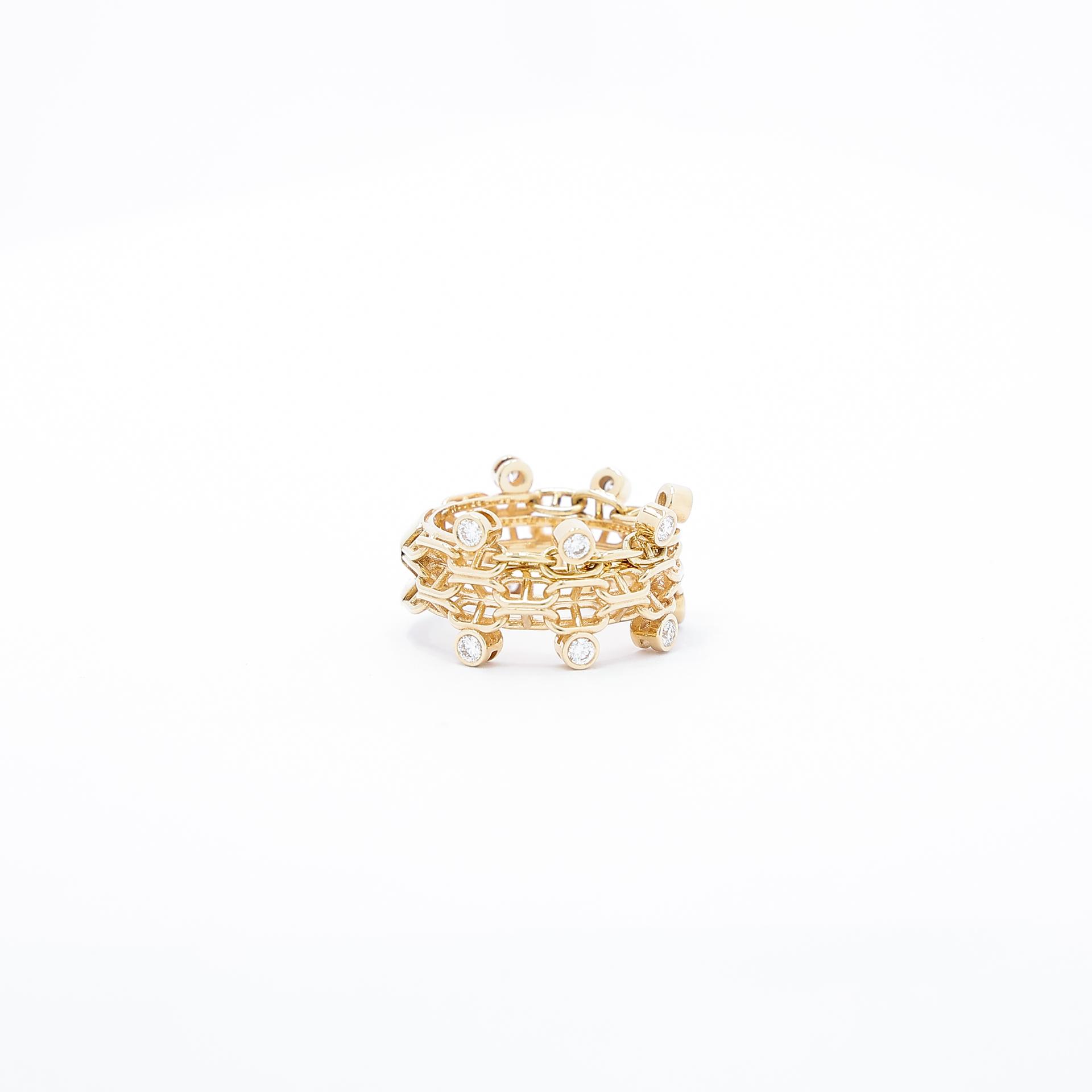 Brand New ( Rank N ) HERMÈS Chaine d'ancre Calypso ring MM Gold Gold-18k Diamond Gold hardware - 5
