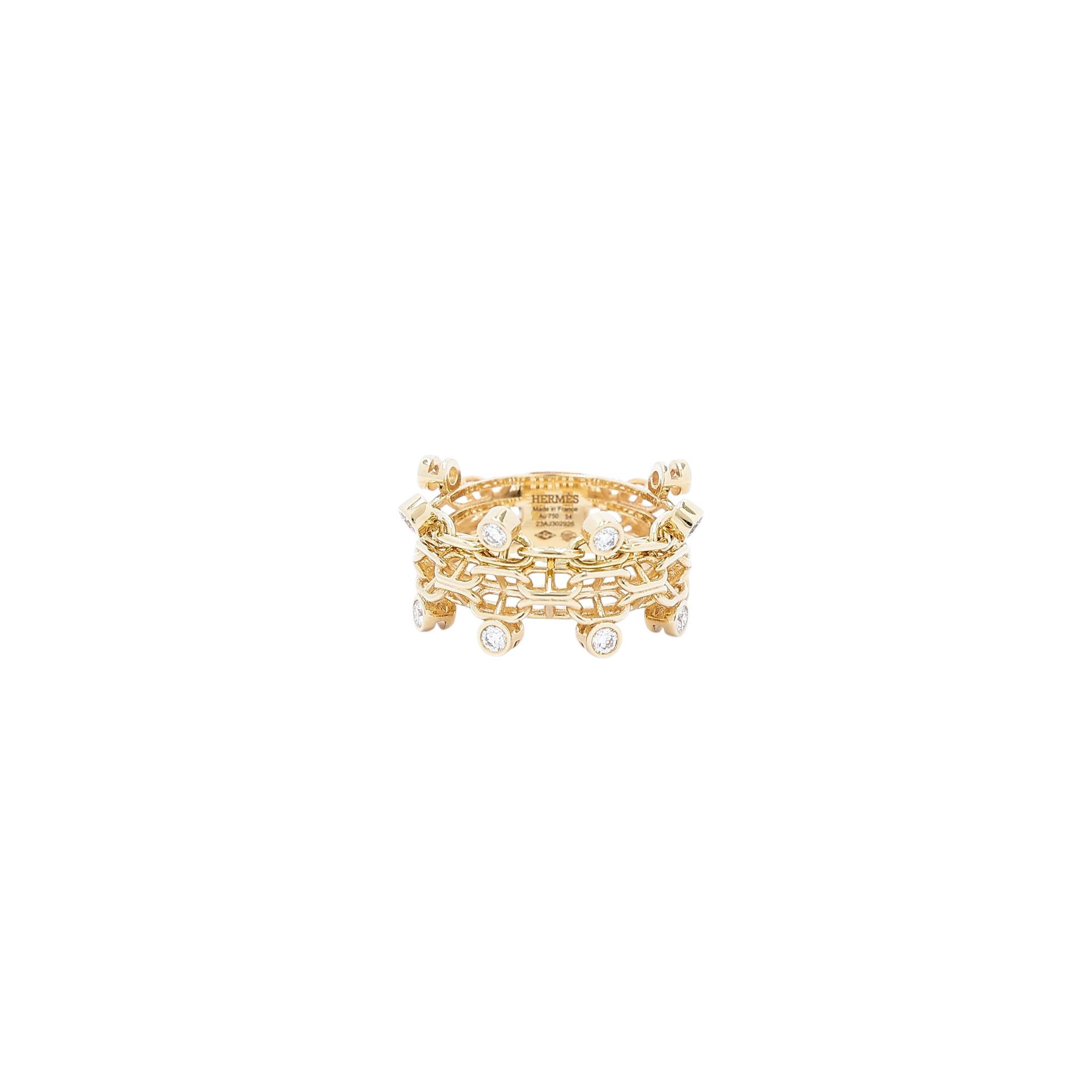 Brand New ( Rank N ) HERMÈS Chaine d'ancre Calypso ring MM Gold Gold-18k Diamond Gold hardware - 1