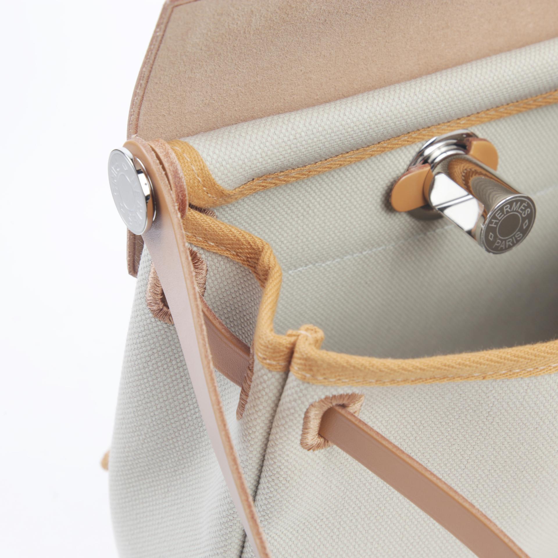 Brand New ( Rank N ) HERMÈS Herbag Zip Mini 20 Natural Sable (21) Beton (8L) Canvas Palladium hardware W (2024) - 12