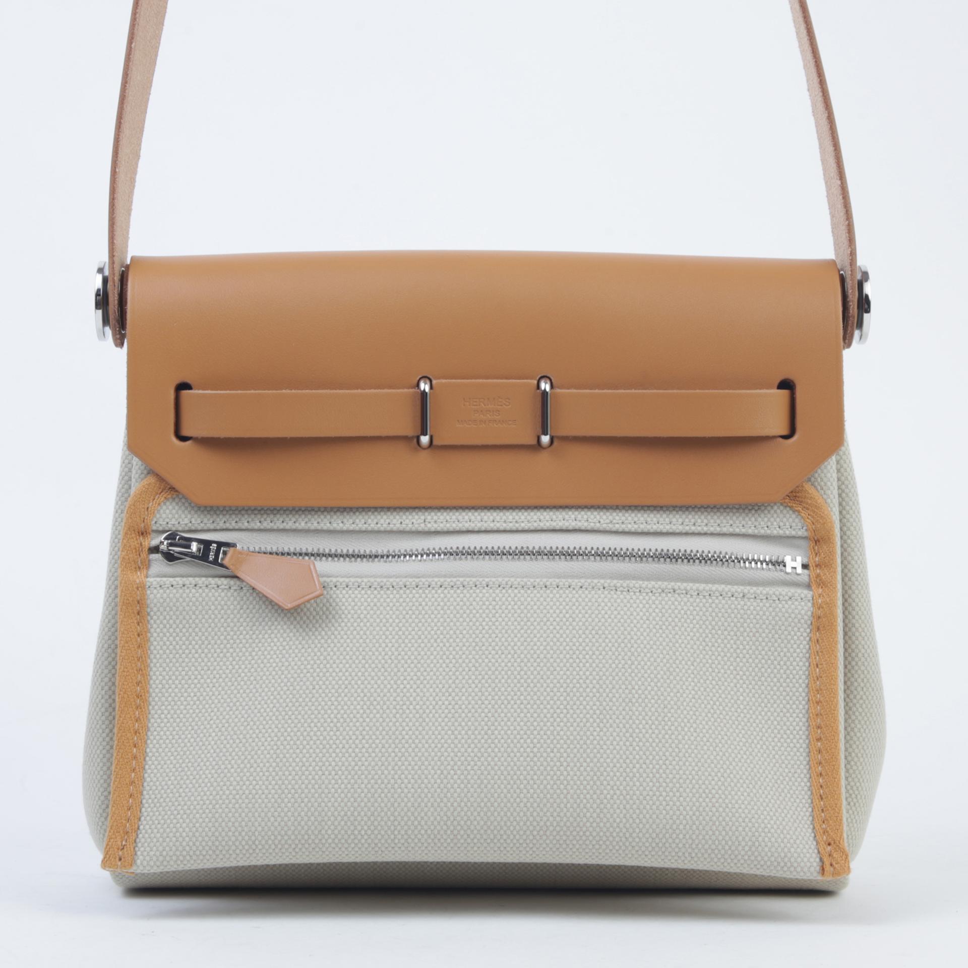 Brand New ( Rank N ) HERMÈS Herbag Zip Mini 20 Natural Sable (21) Beton (8L) Canvas Palladium hardware W (2024) - 2