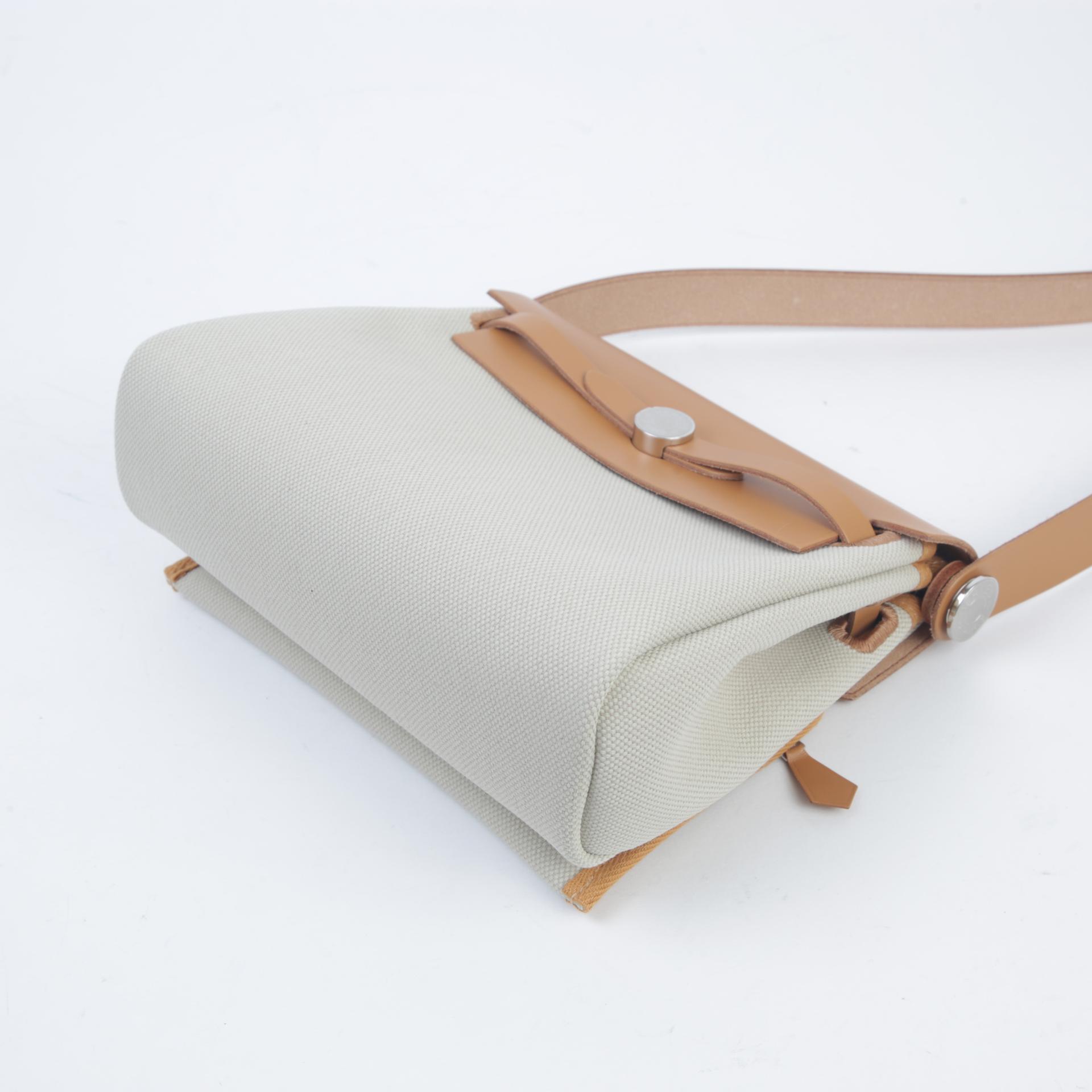 Brand New ( Rank N ) HERMÈS Herbag Zip Mini 20 Natural Sable (21) Beton (8L) Canvas Palladium hardware W (2024) - 4