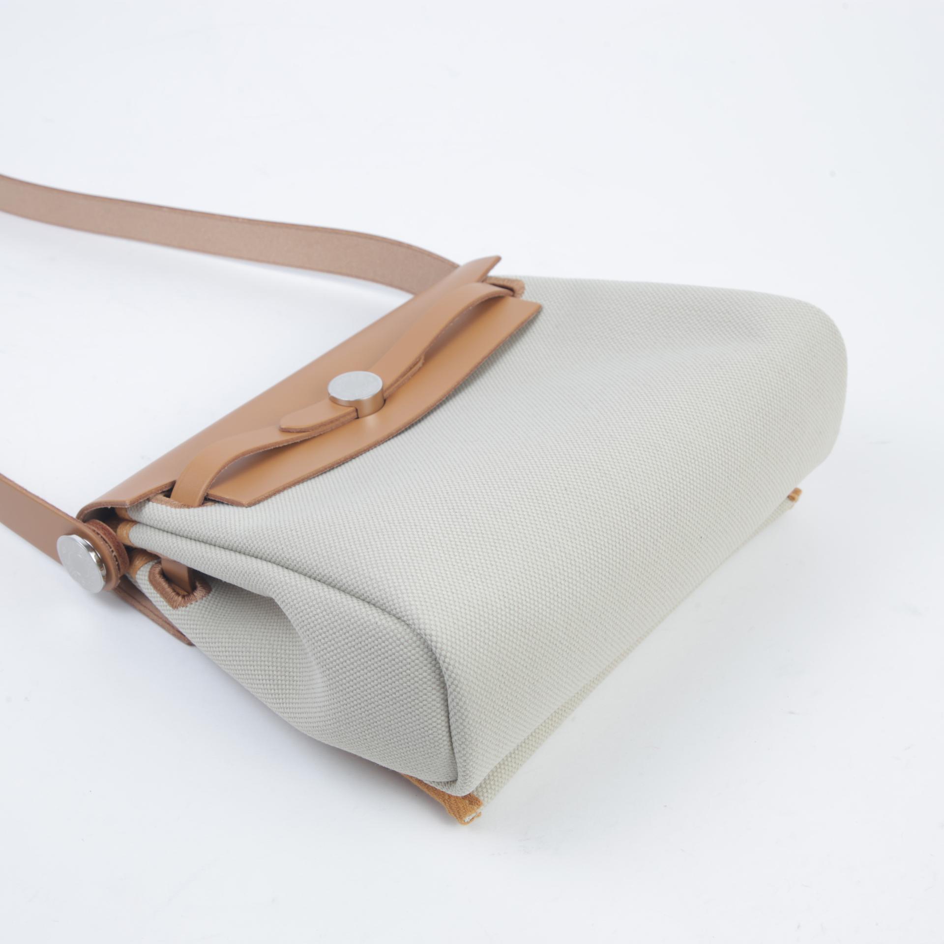 Brand New ( Rank N ) HERMÈS Herbag Zip Mini 20 Natural Sable (21) Beton (8L) Canvas Palladium hardware W (2024) - 5
