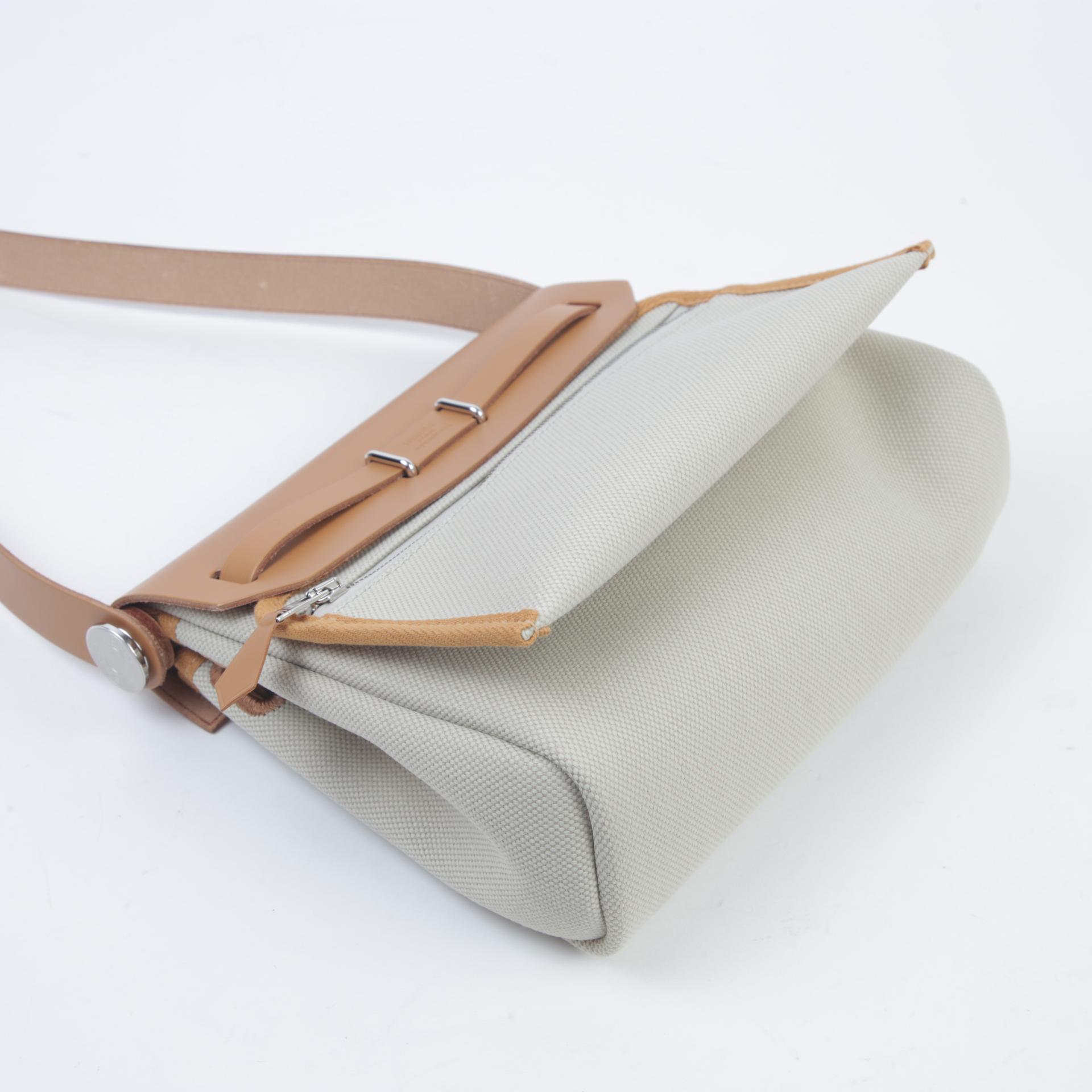 Brand New ( Rank N ) HERMÈS Herbag Zip Mini 20 Natural Sable (21) Beton (8L) Canvas Palladium hardware W (2024) - 6
