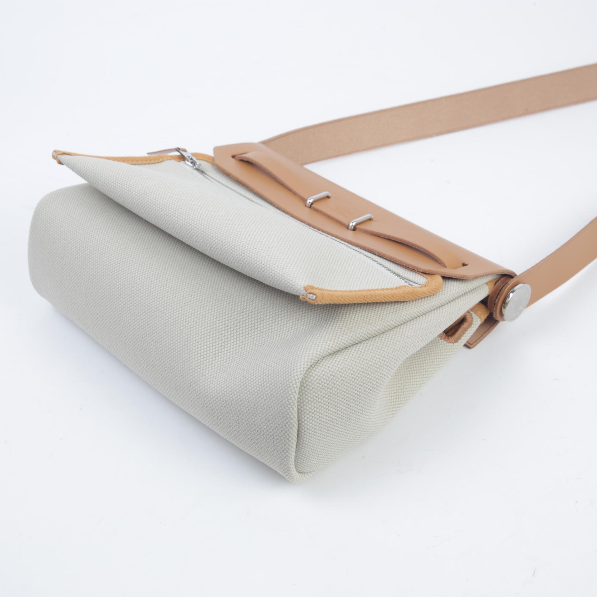 Brand New ( Rank N ) HERMÈS Herbag Zip Mini 20 Natural Sable (21) Beton (8L) Canvas Palladium hardware W (2024) - 7