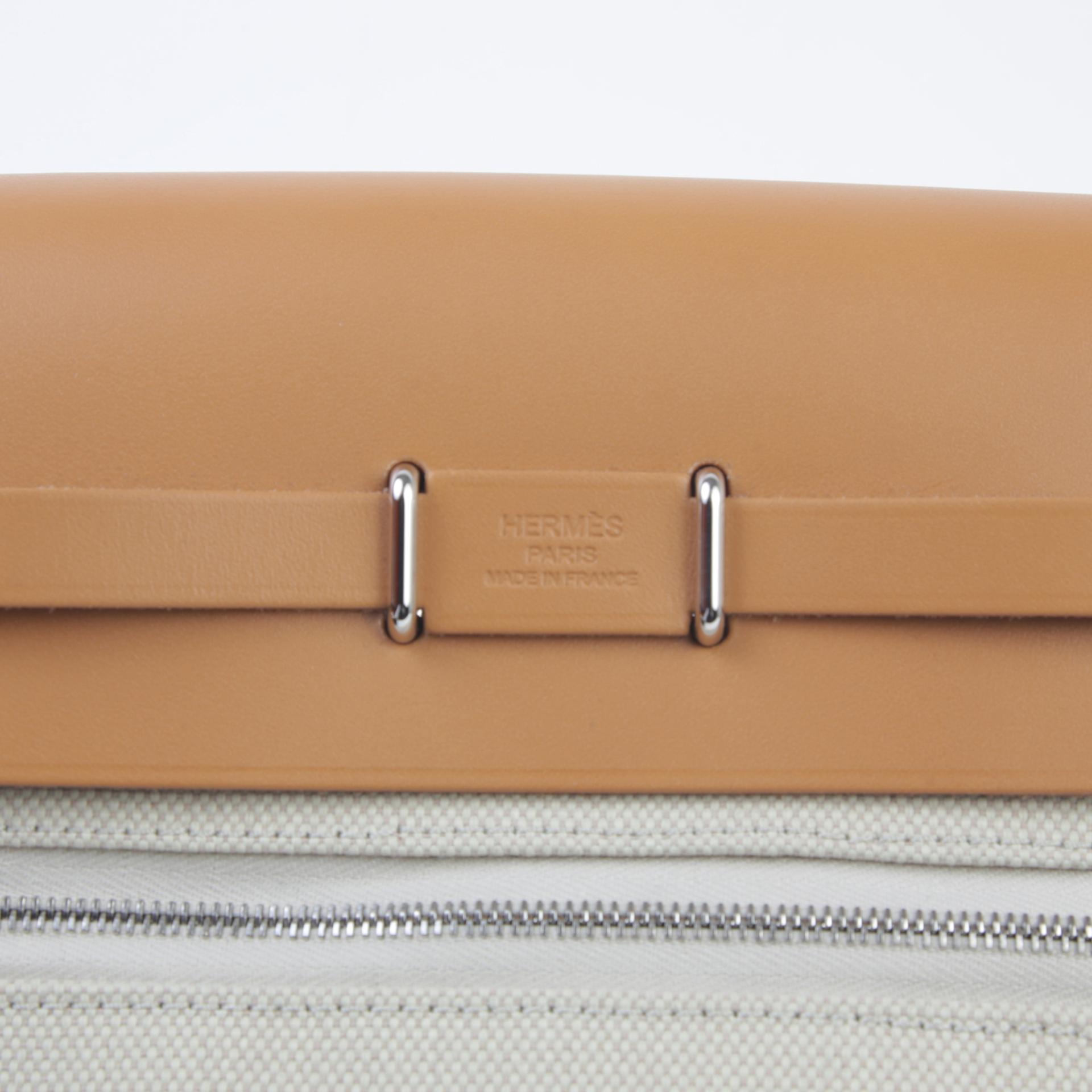 Brand New ( Rank N ) HERMÈS Herbag Zip Mini 20 Natural Sable (21) Beton (8L) Canvas Palladium hardware W (2024) - 9